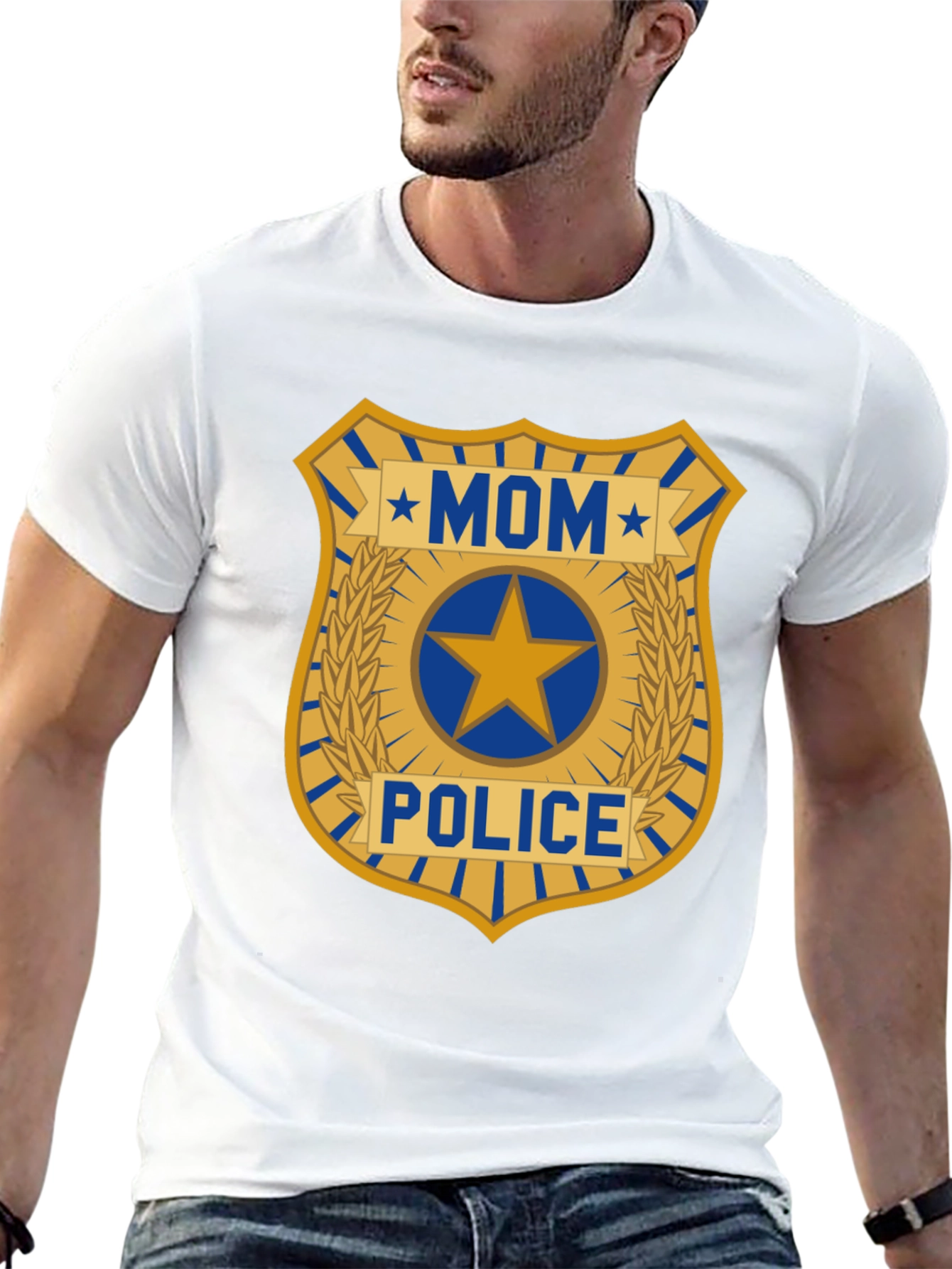 Mom Police Badge Graphic T-Shirt - Novelty Tee
