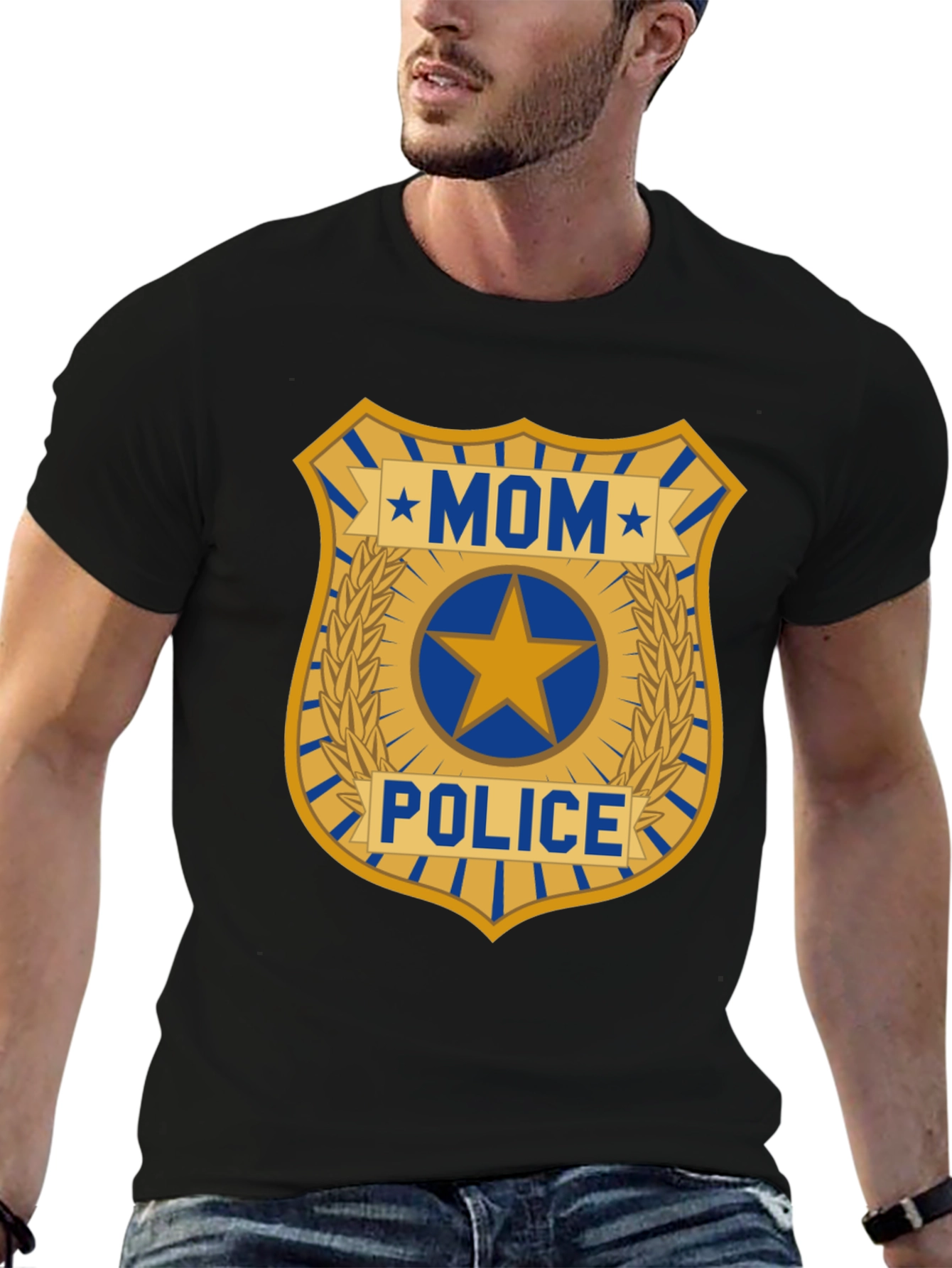 Mom Police Badge Graphic T-Shirt - Novelty Tee