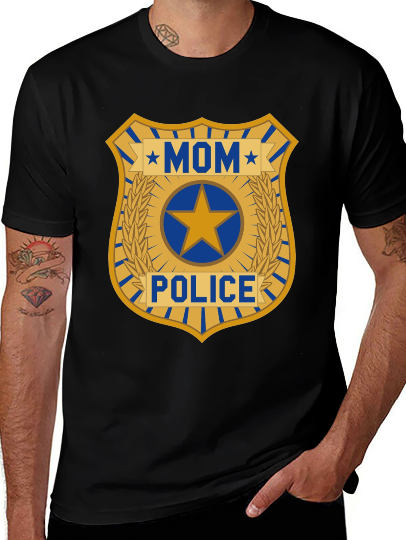 Mom Police Badge Graphic T-Shirt - Novelty Tee