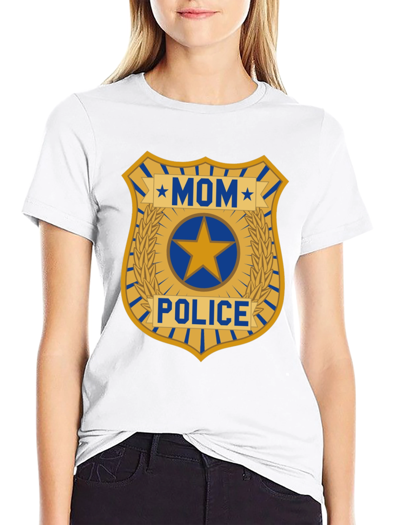 Mom Police Badge Graphic T-Shirt - Novelty Tee