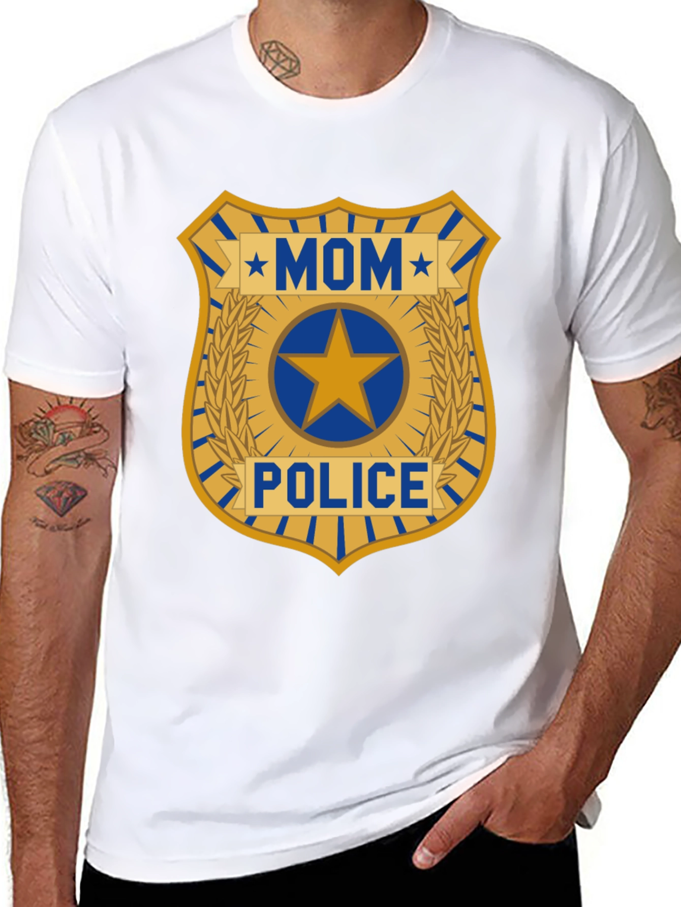 Mom Police Badge Graphic T-Shirt - Novelty Tee