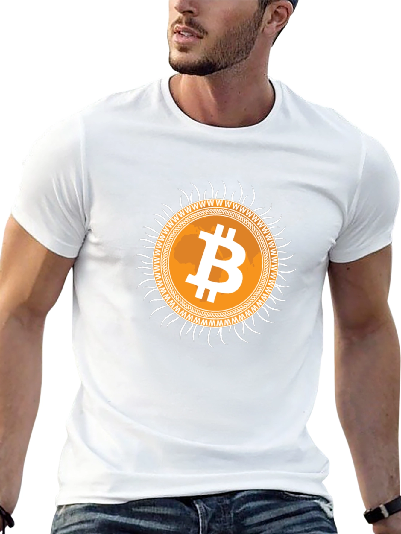 Bitcoin Sunburst Graphic Tee - Crypto Currency T-Shirt