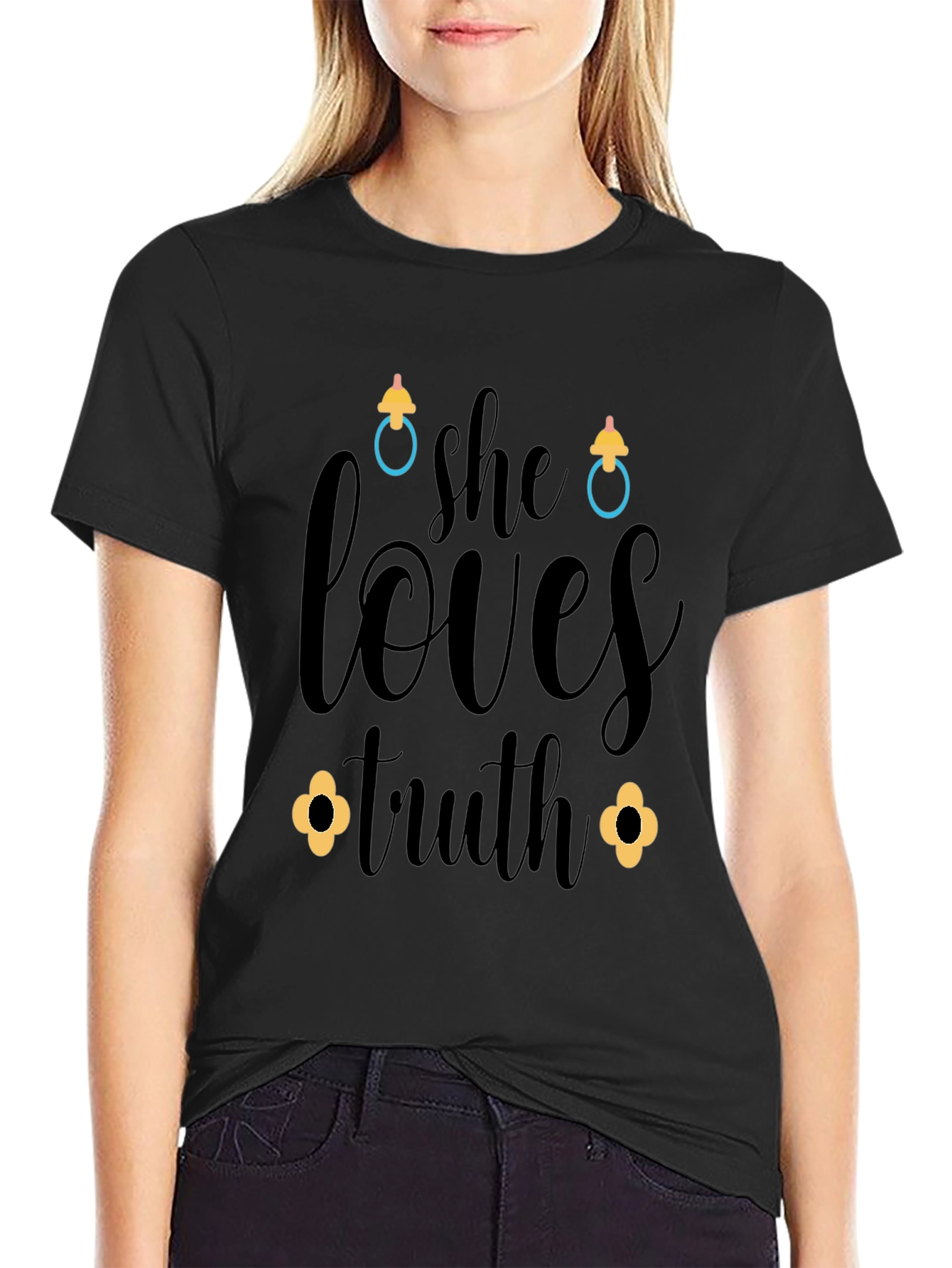 She Loves Truth Black Graphic Tee