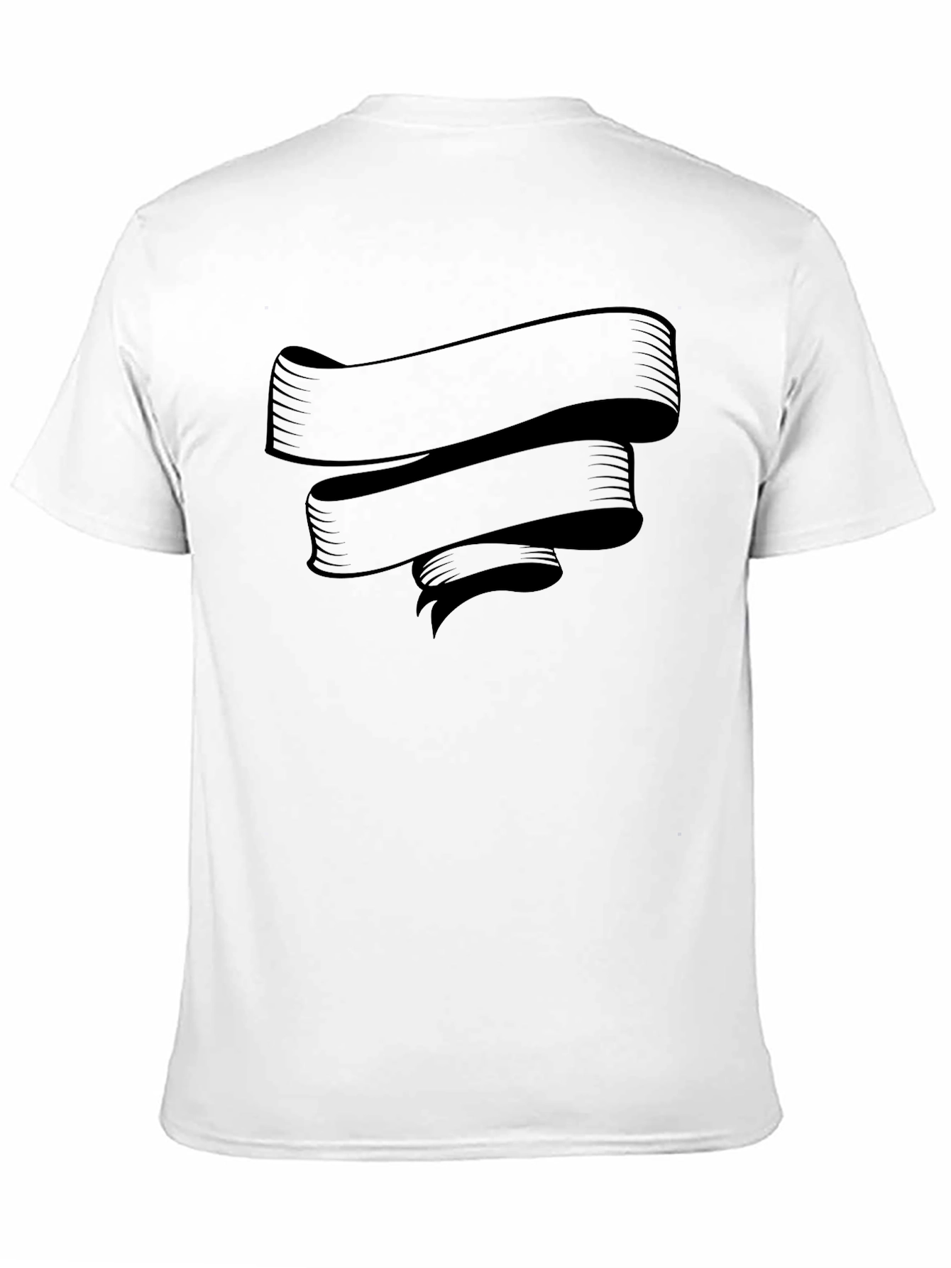 Mens Black Graphic Tee with Ribbon Design