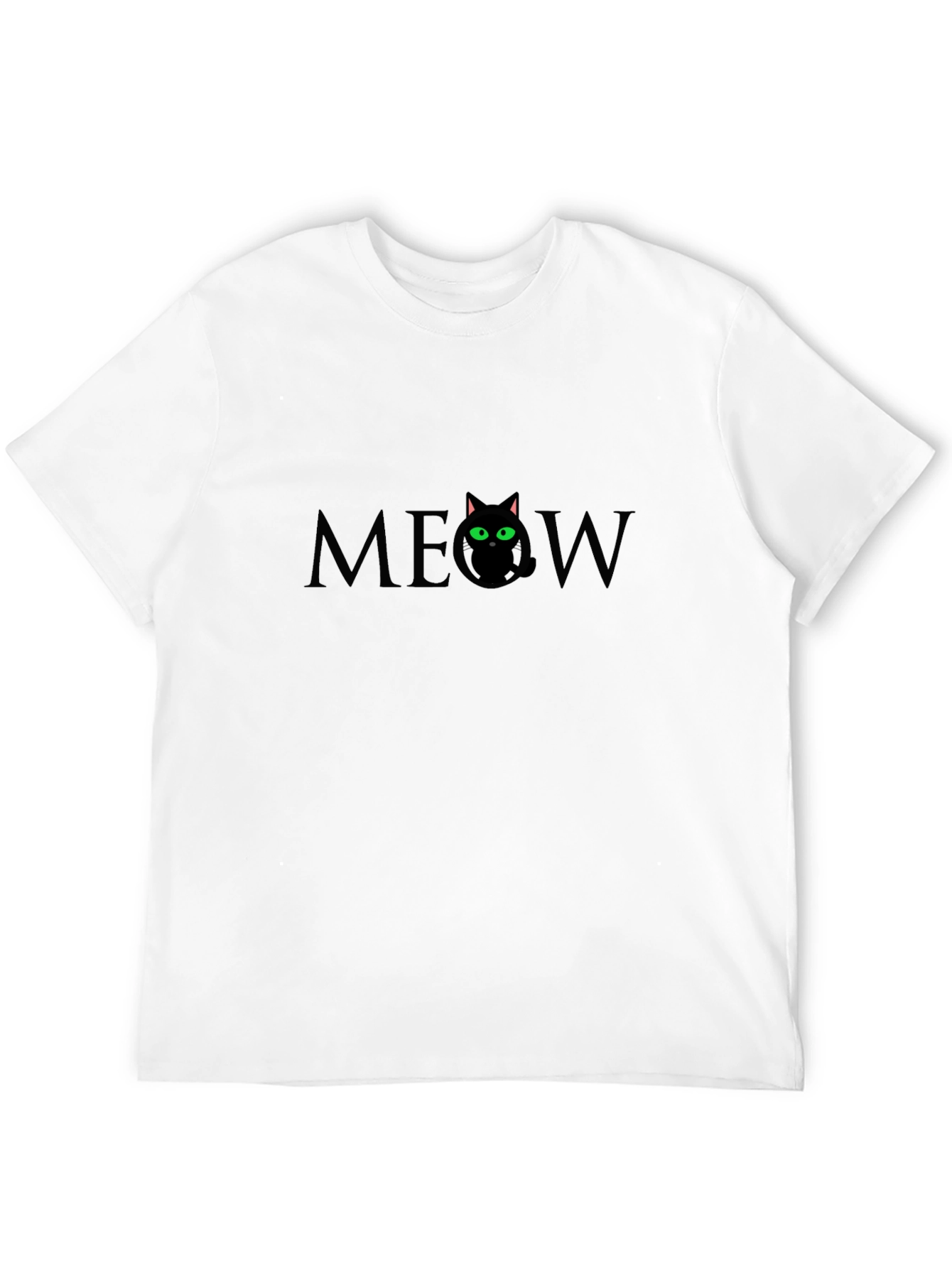 Meow Cat Graphic T-Shirt - Black Cotton Tee