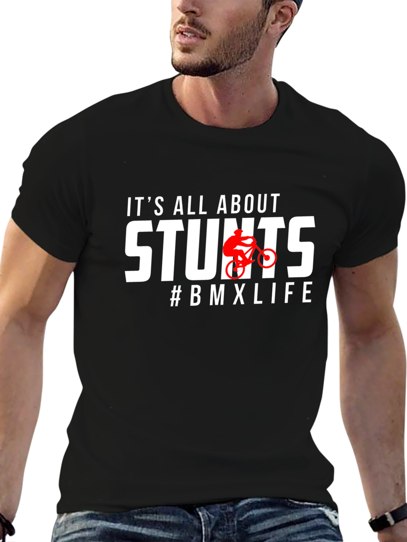 Stunts BMX Life Graphic Tee - Black Cotton