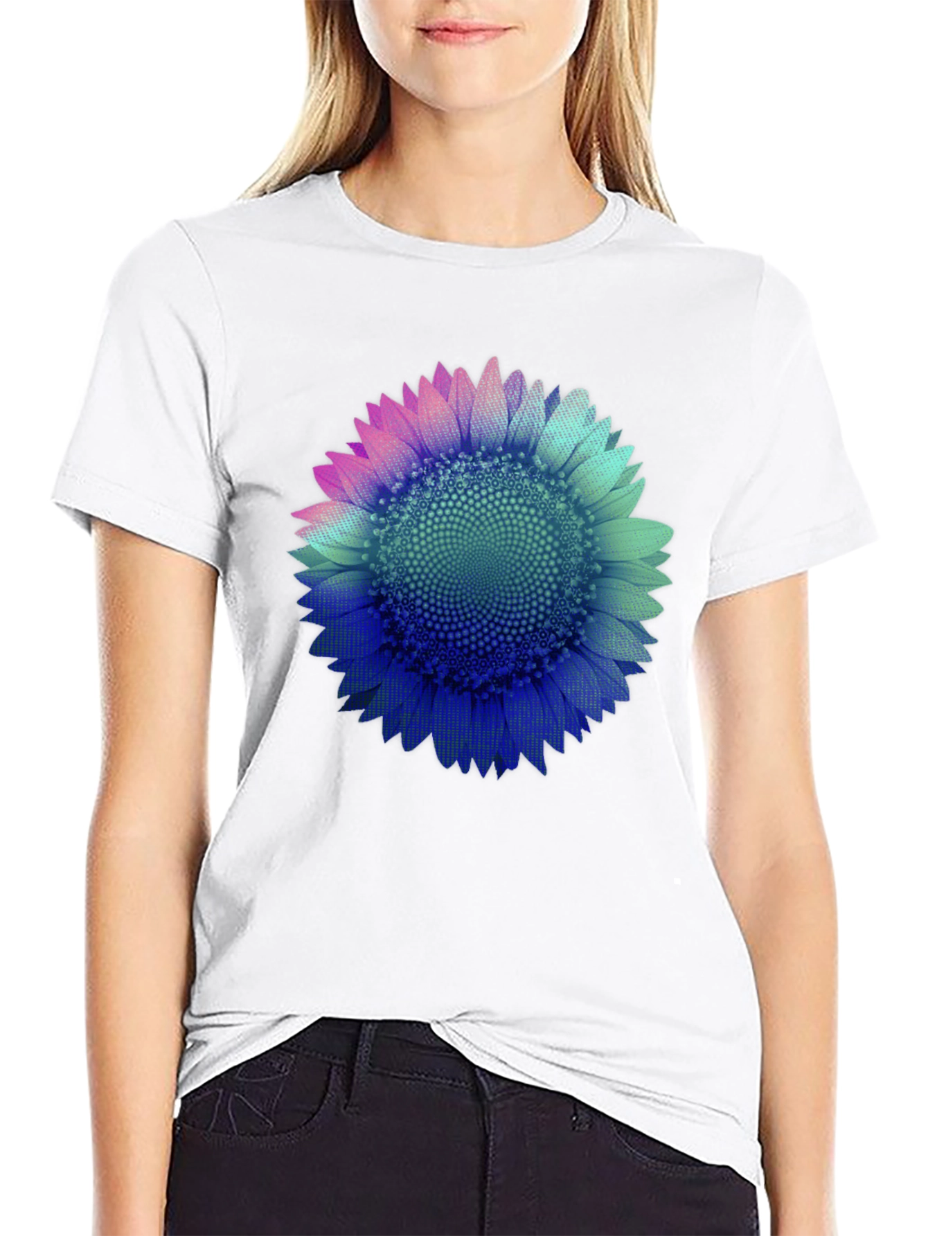 Sunflower Graphic Print Black Tee