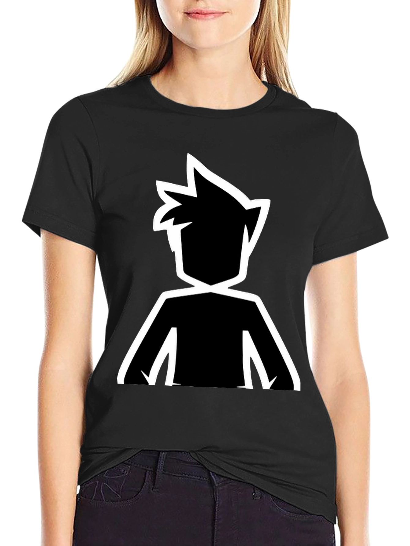 Stylized Silhouette Graphic Tee - Black