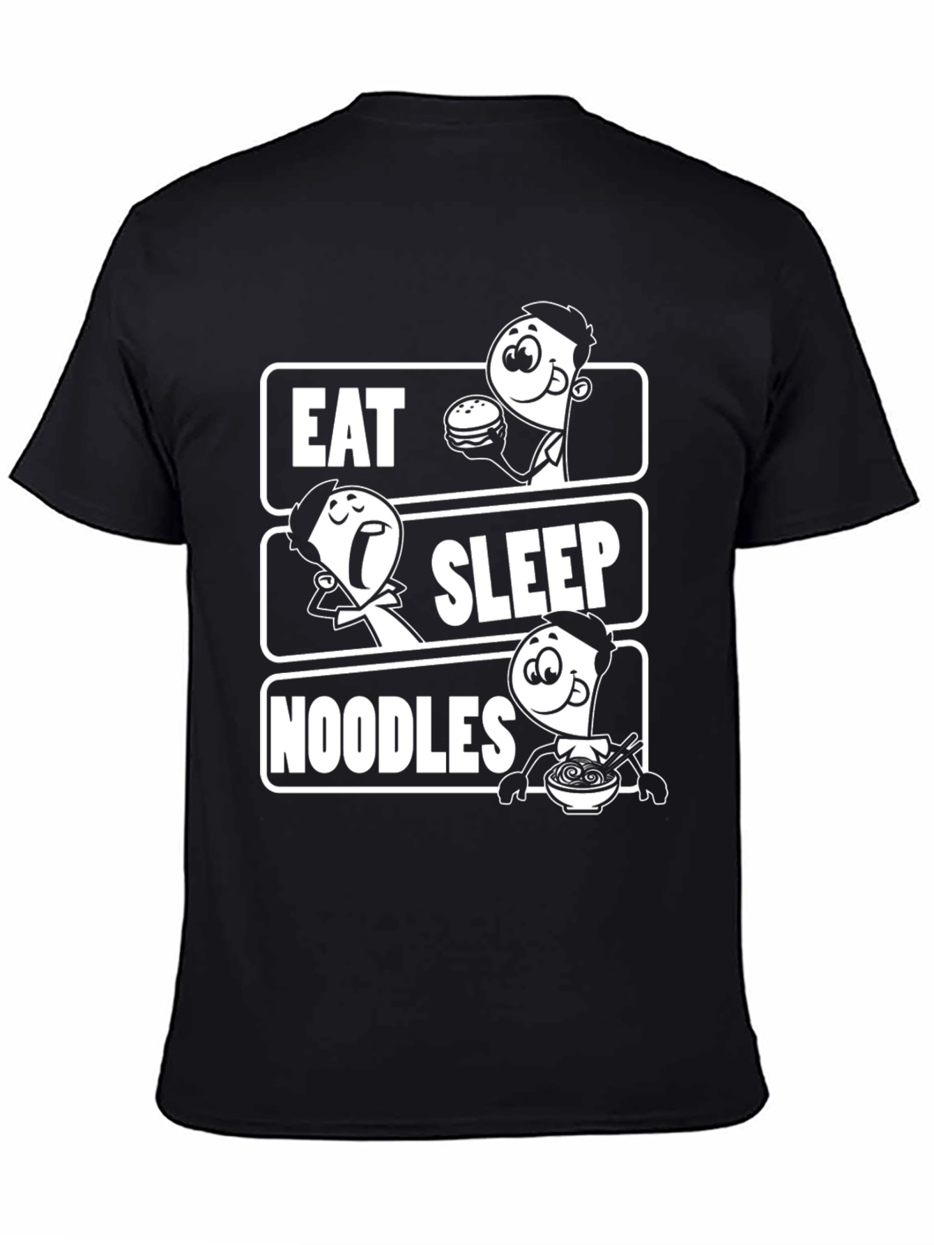 Eat Sleep Noodles Graphic Tee -  Black Unisex T-Shirt