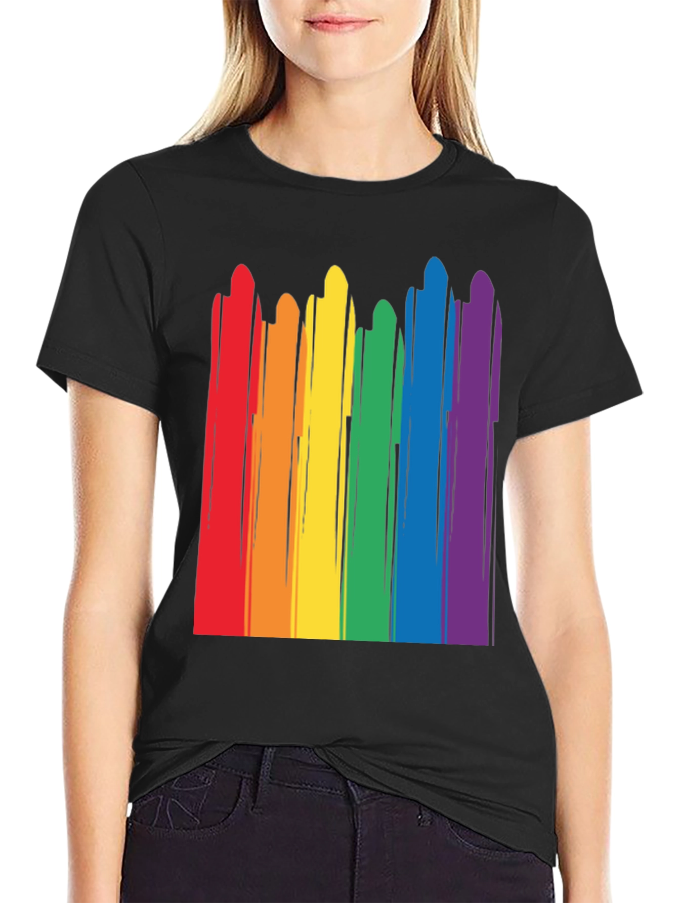 Rainbow Stripe Graphic Tee - Pride Month
