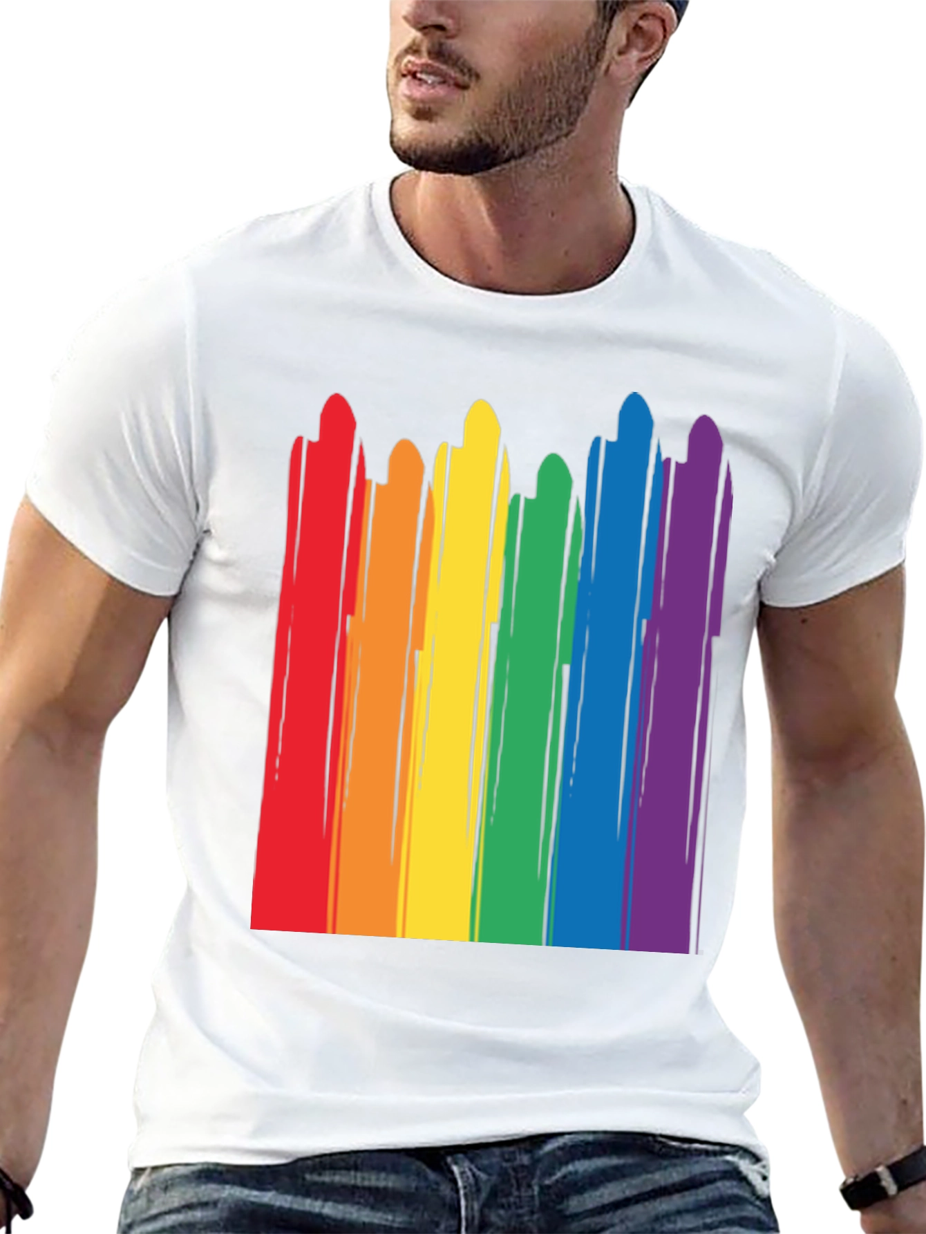 Rainbow Stripe Graphic Tee - Pride Month