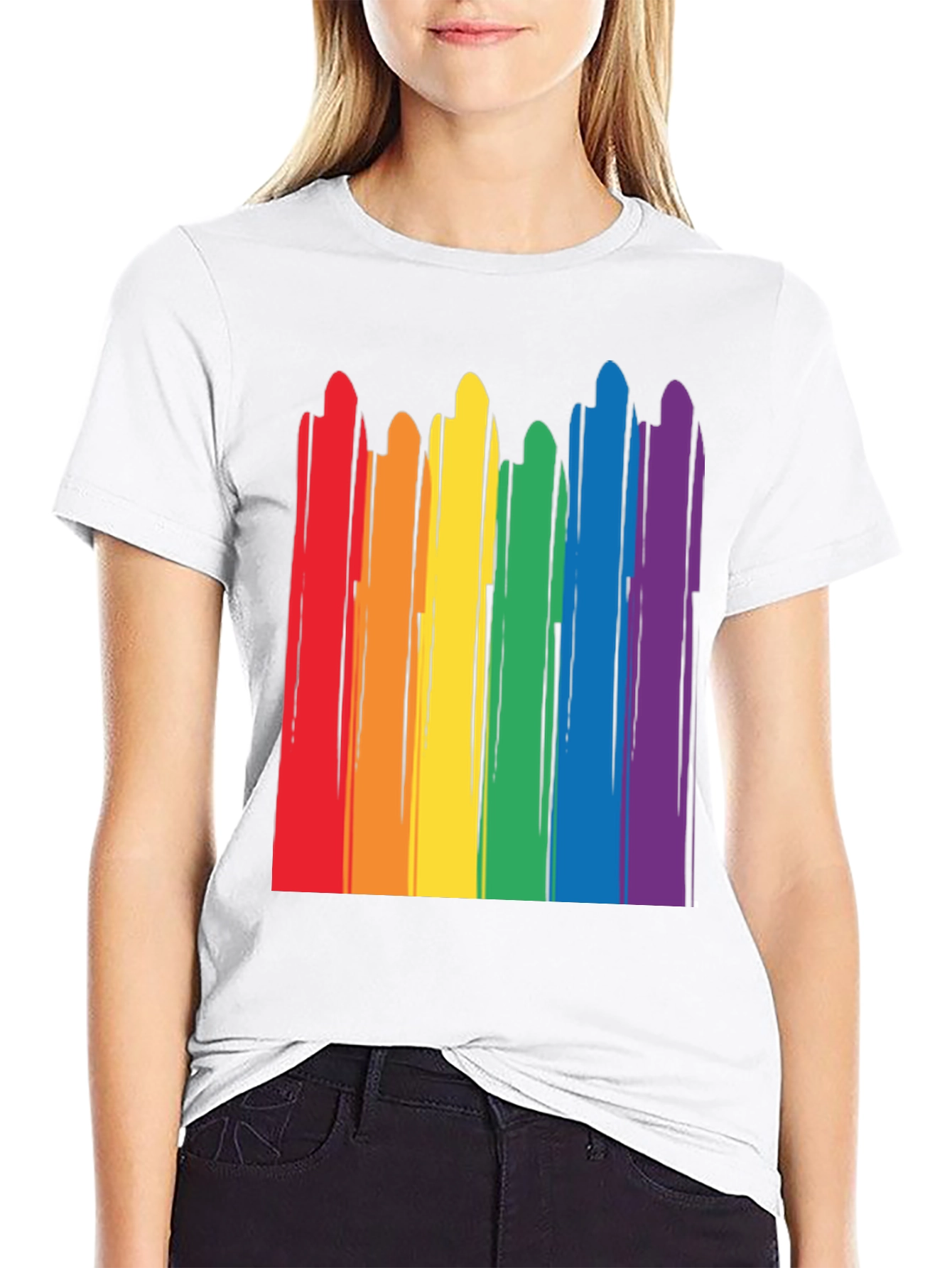 Rainbow Stripe Graphic Tee - Pride Month