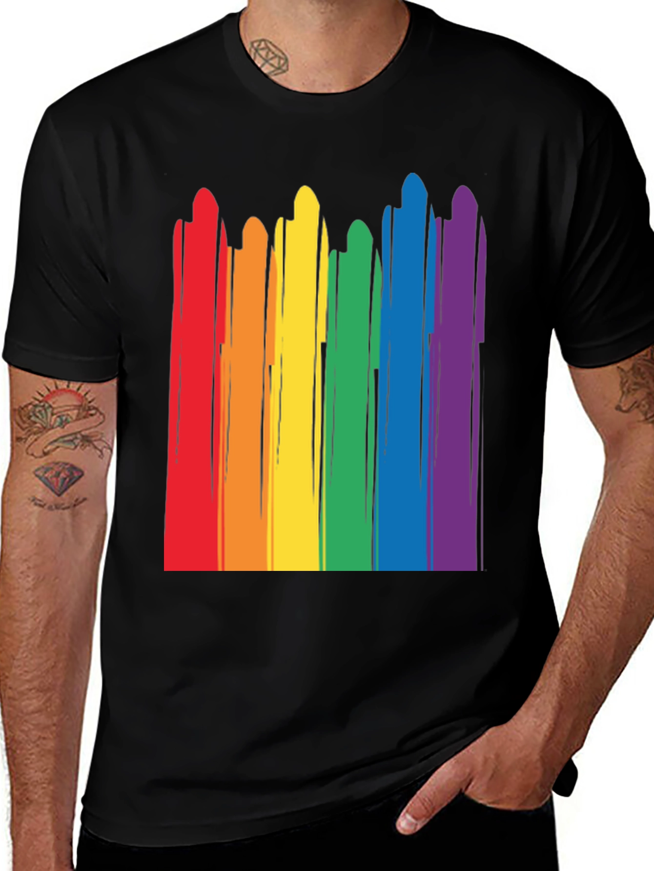 Rainbow Stripe Graphic Tee - Pride Month