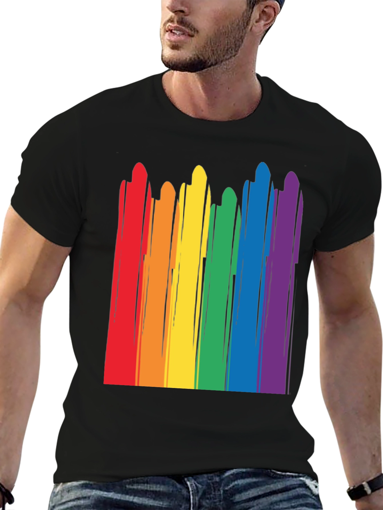 Rainbow Stripe Graphic Tee - Pride Month