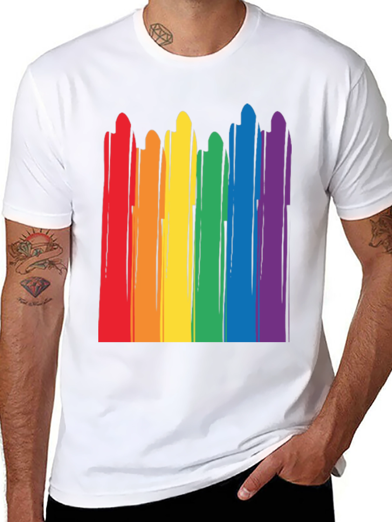 Rainbow Stripe Graphic Tee - Pride Month