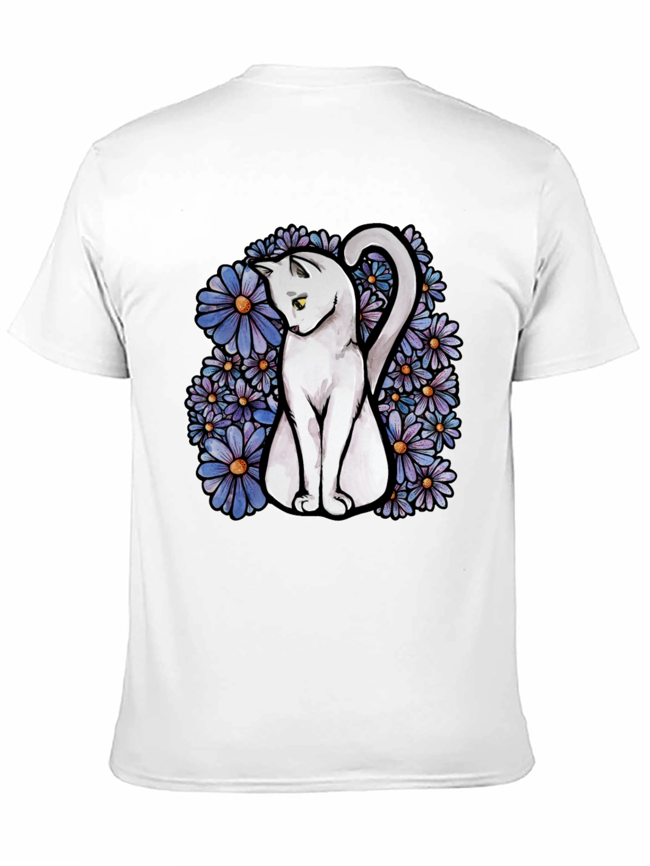 Cat & Daisy Graphic Tee - Mens Black T-Shirt
