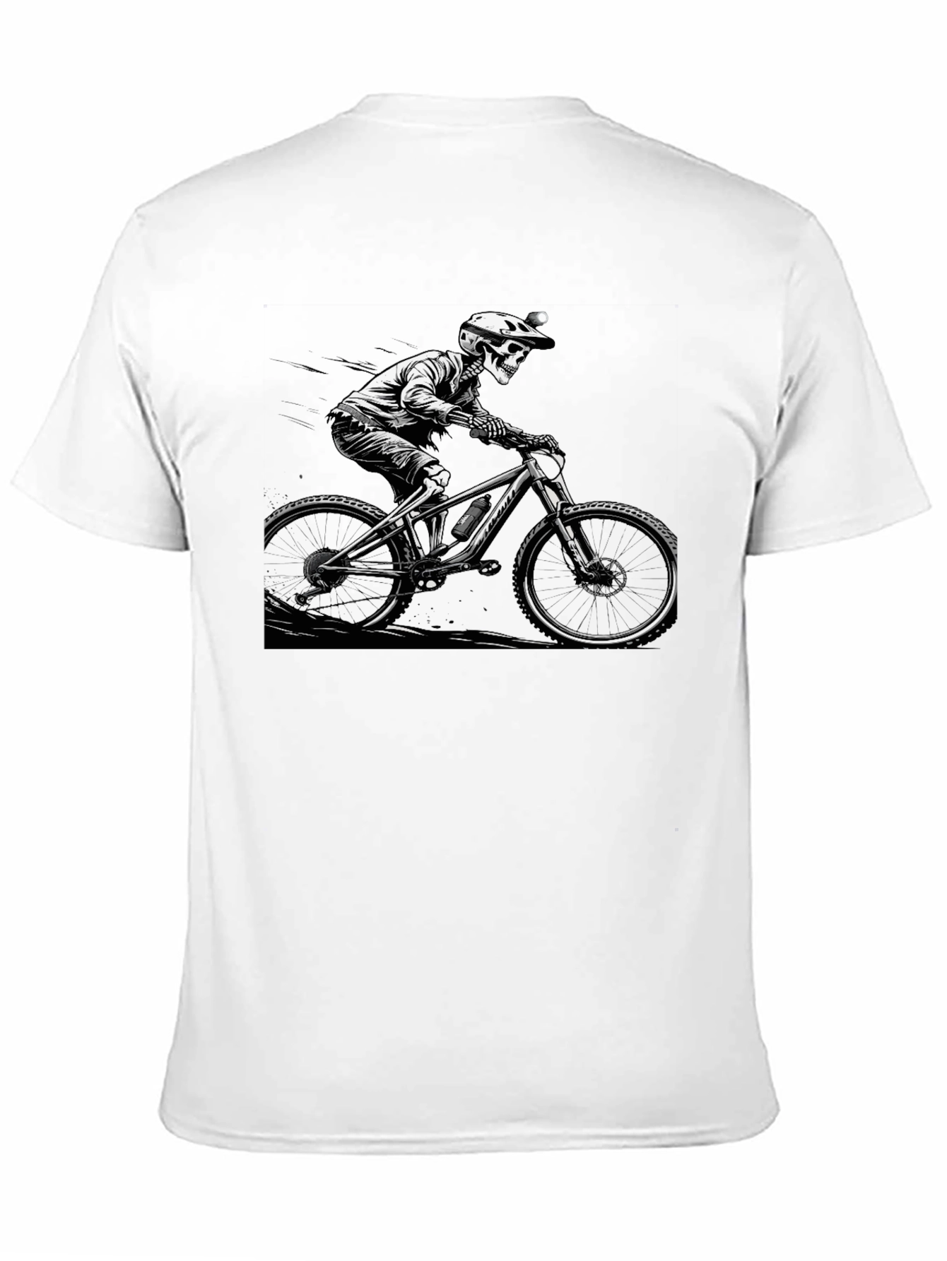 Skeleton Biker Graphic Tee - Black Cotton Shirt