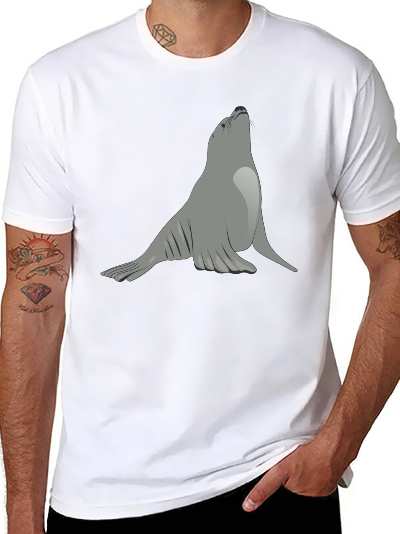 Seal Graphic Black T-Shirt - Unique Animal Tee