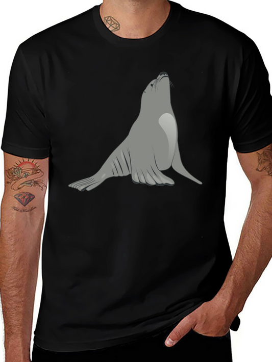 Seal Graphic Black T-Shirt - Unique Animal Tee
