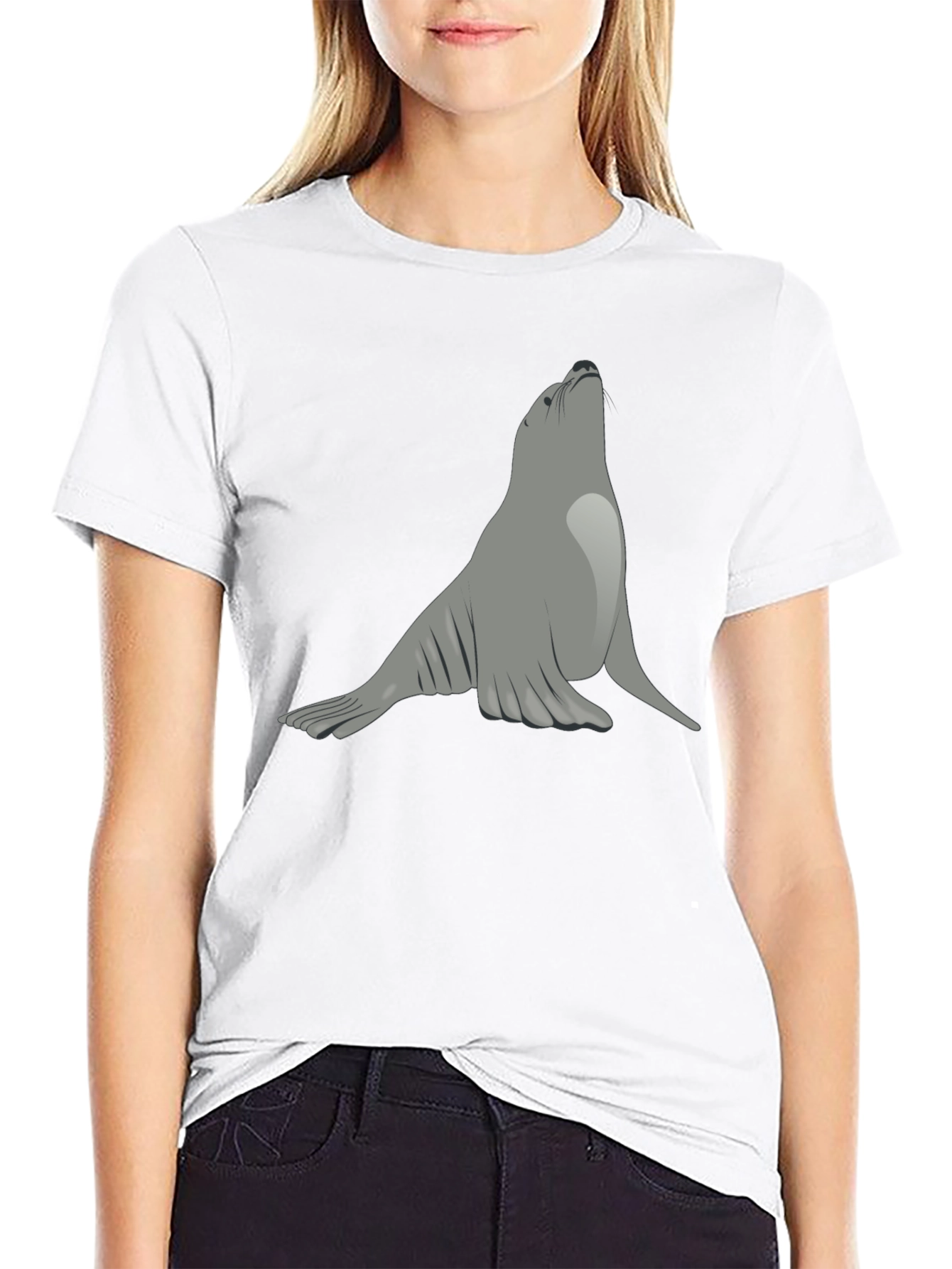 Seal Graphic Black T-Shirt - Unique Animal Tee