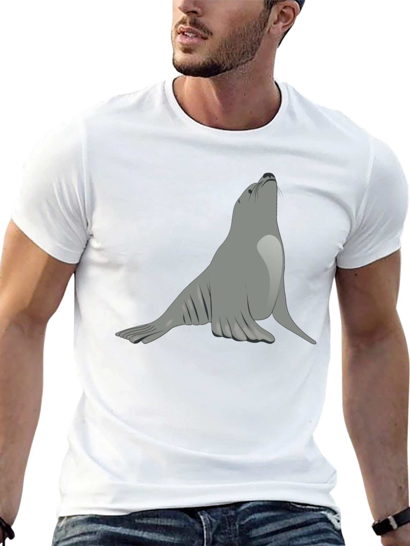 Seal Graphic Black T-Shirt - Unique Animal Tee