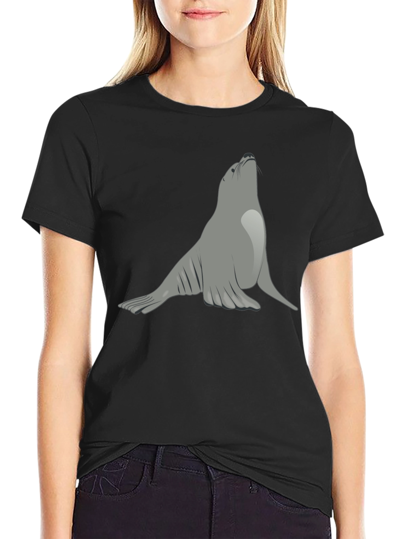 Seal Graphic Black T-Shirt - Unique Animal Tee