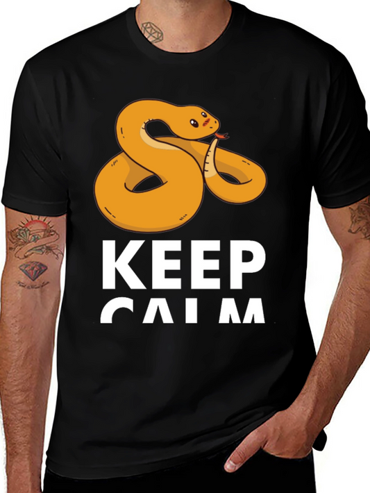 Keep Calm Snake T-Shirt - Black Funny Cute Reptile Tee