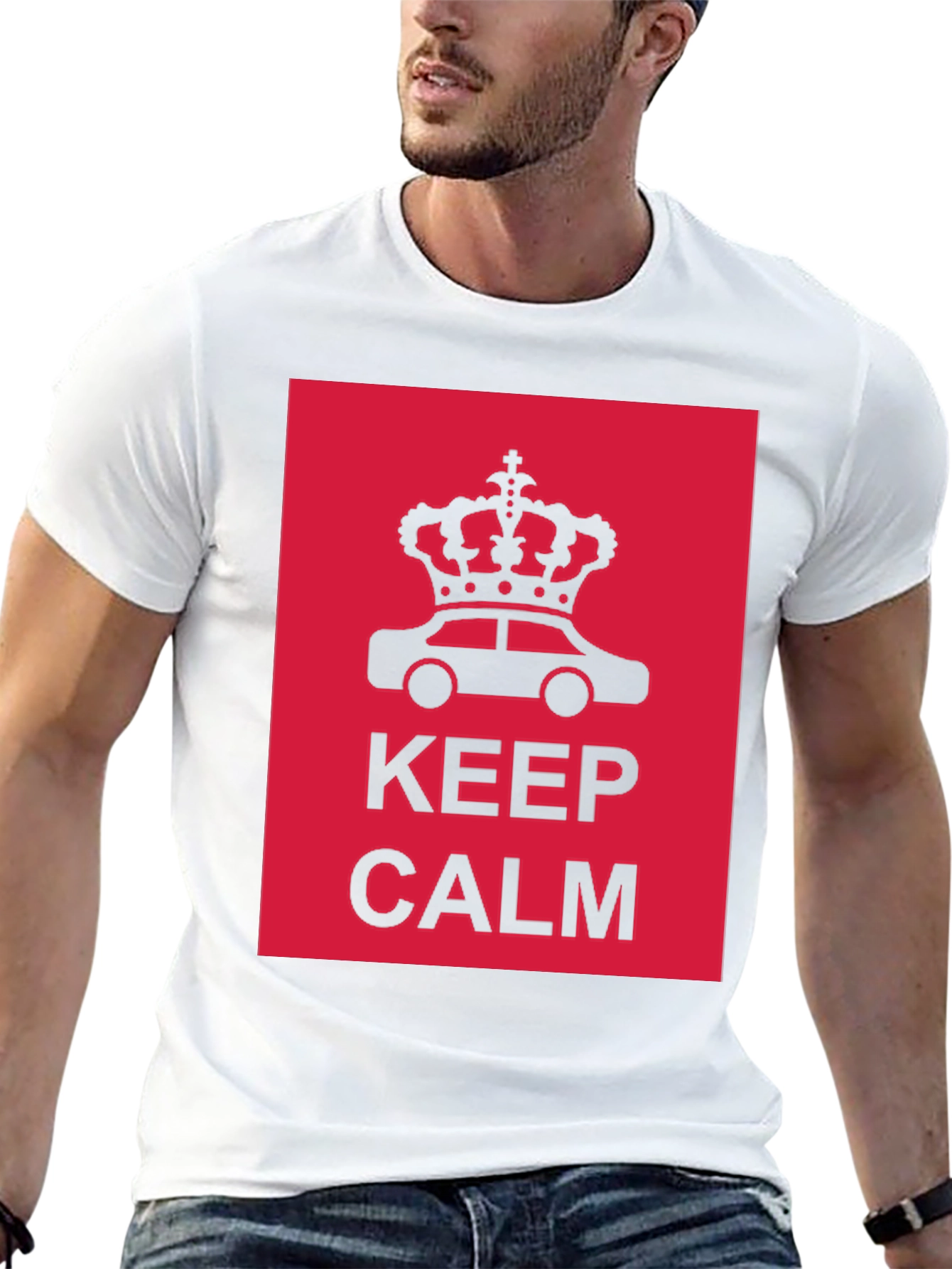 Keep Calm Crown Car Black Graphic T-Shirt