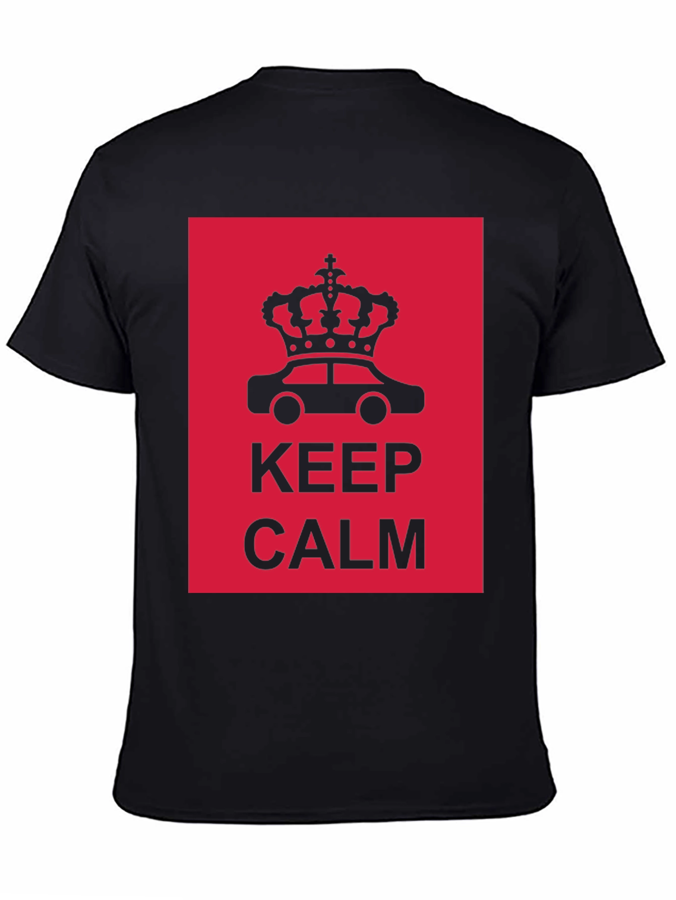 Keep Calm Crown Car Black Graphic T-Shirt