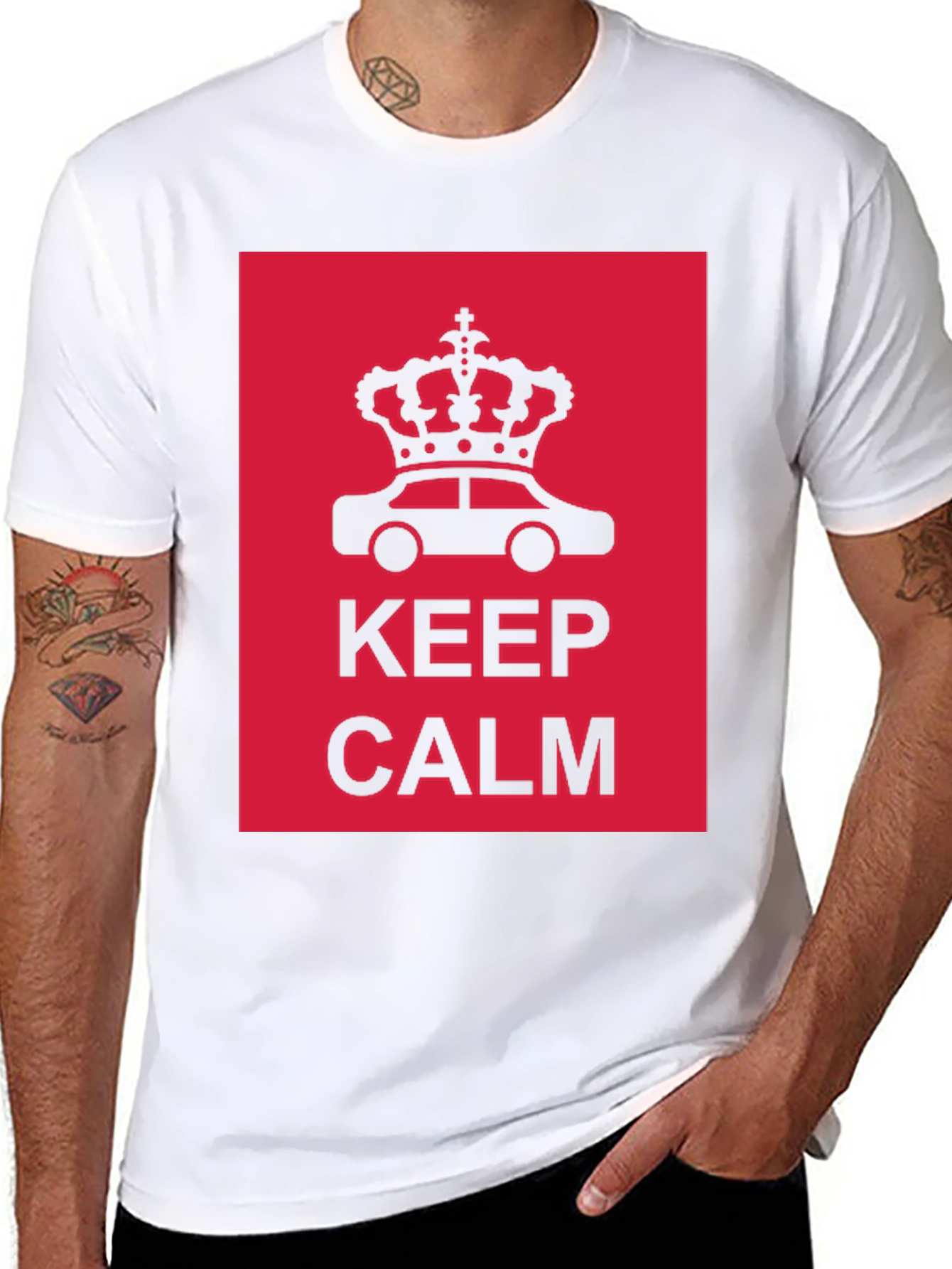 Keep Calm Crown Car Black Graphic T-Shirt