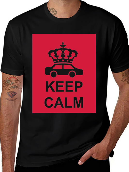 Keep Calm Crown Car Black Graphic T-Shirt