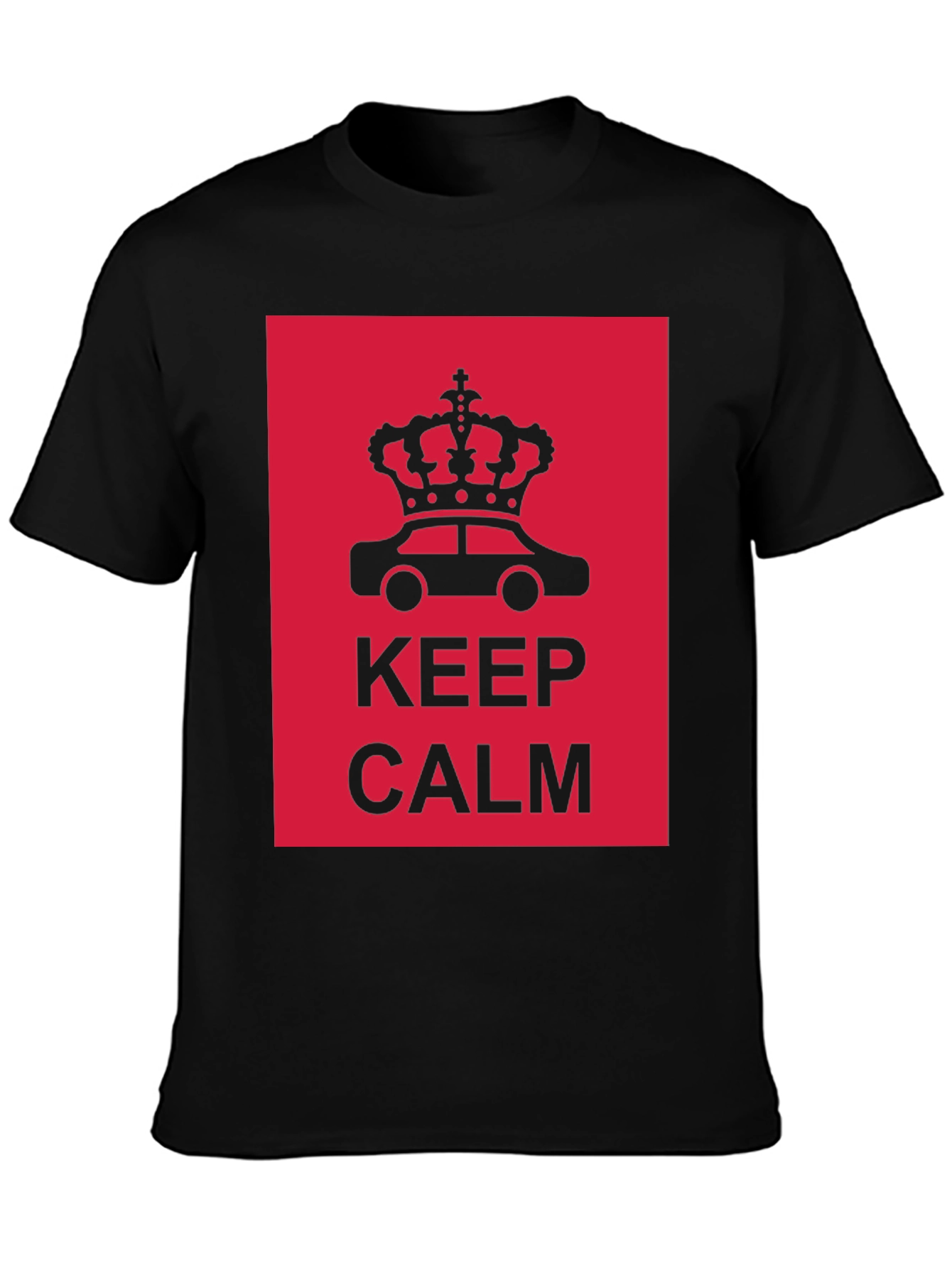 Keep Calm Crown Car Black Graphic T-Shirt