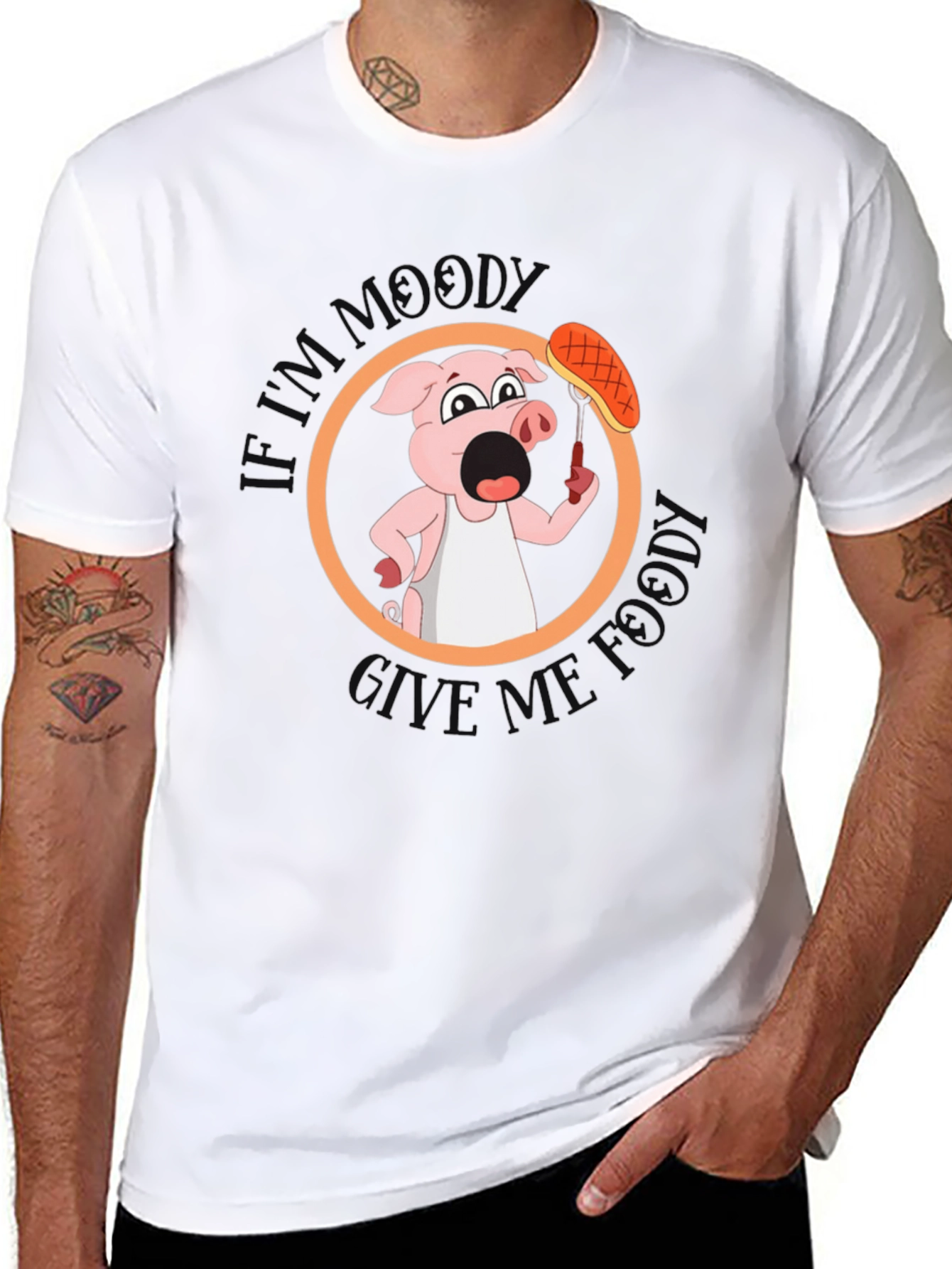 Moody Foodie Pig T-Shirt - Funny Food Lover Tee