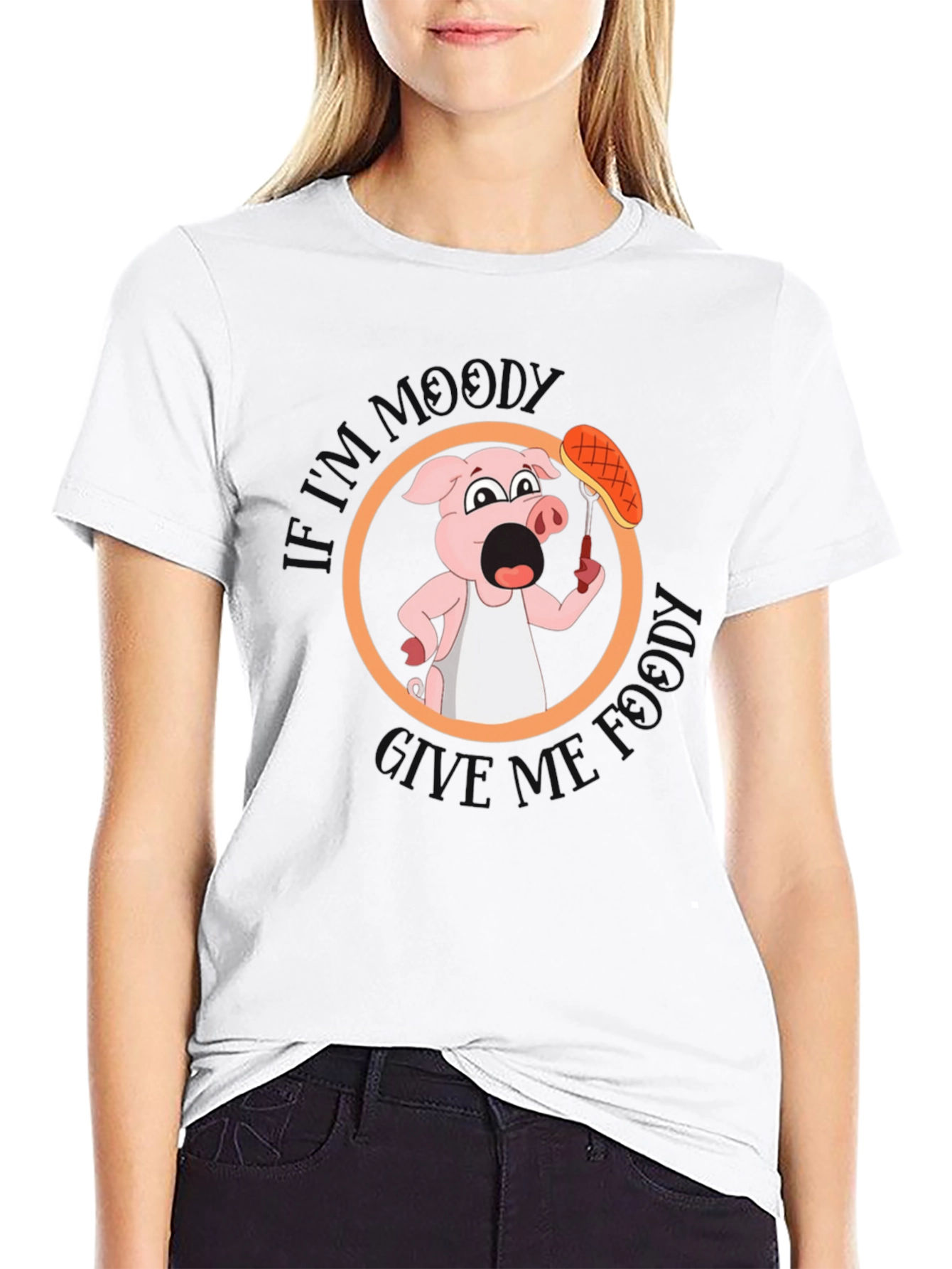Moody Foodie Pig T-Shirt - Funny Food Lover Tee