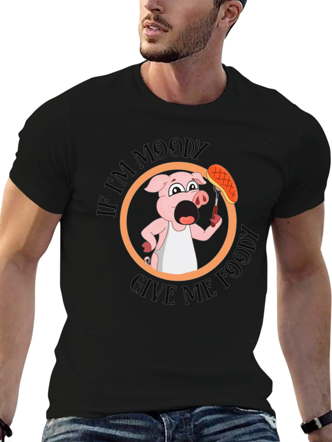 Moody Foodie Pig T-Shirt - Funny Food Lover Tee