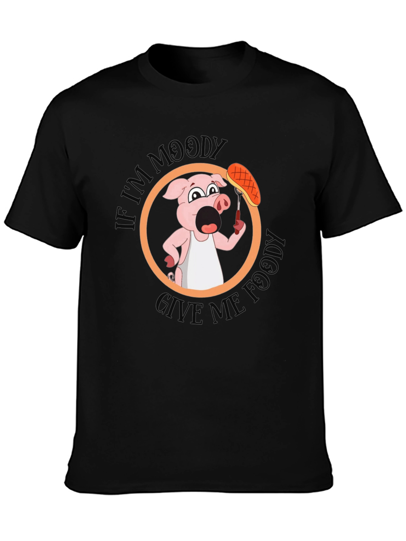 Moody Foodie Pig T-Shirt - Funny Food Lover Tee