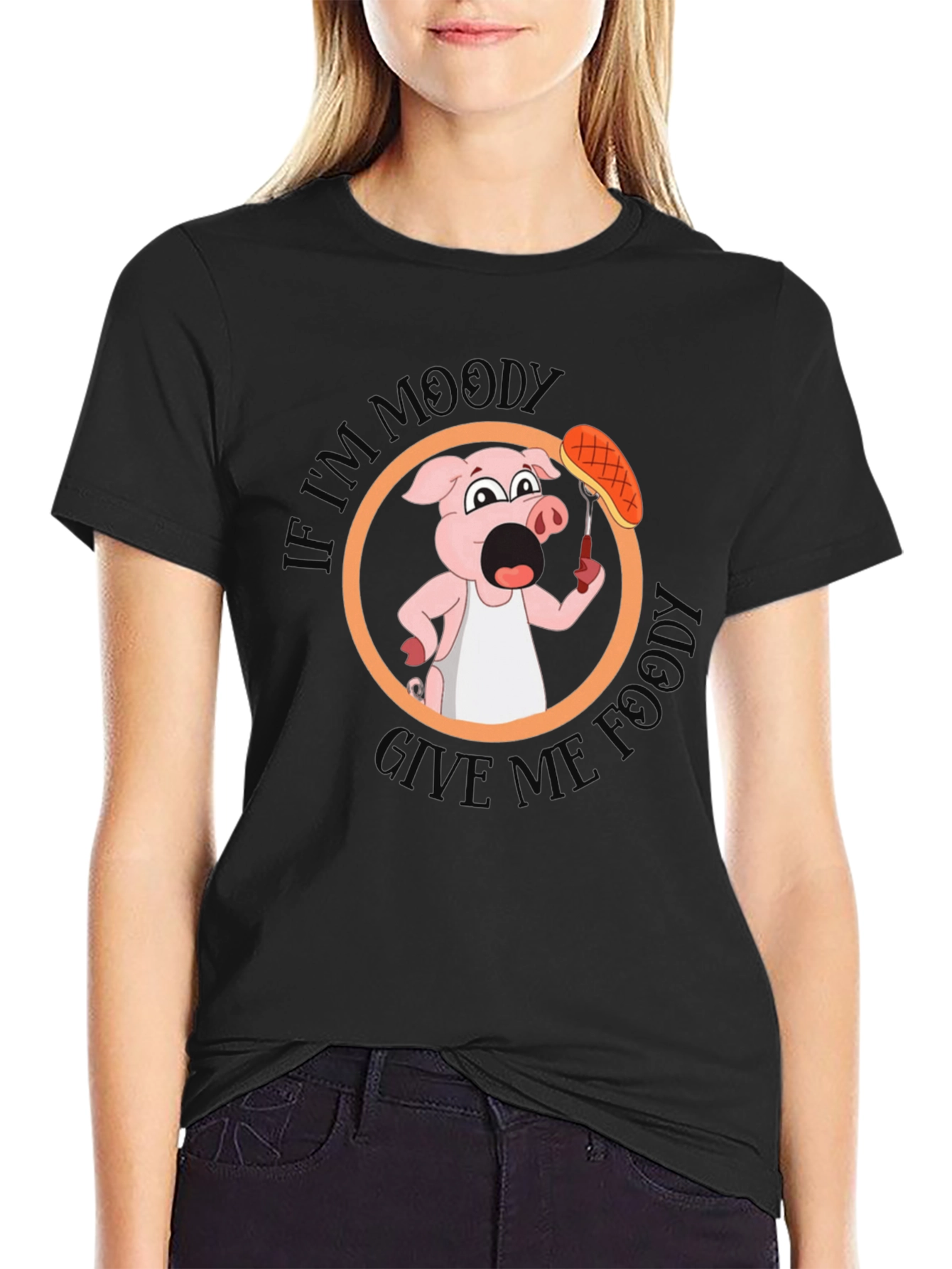Moody Foodie Pig T-Shirt - Funny Food Lover Tee