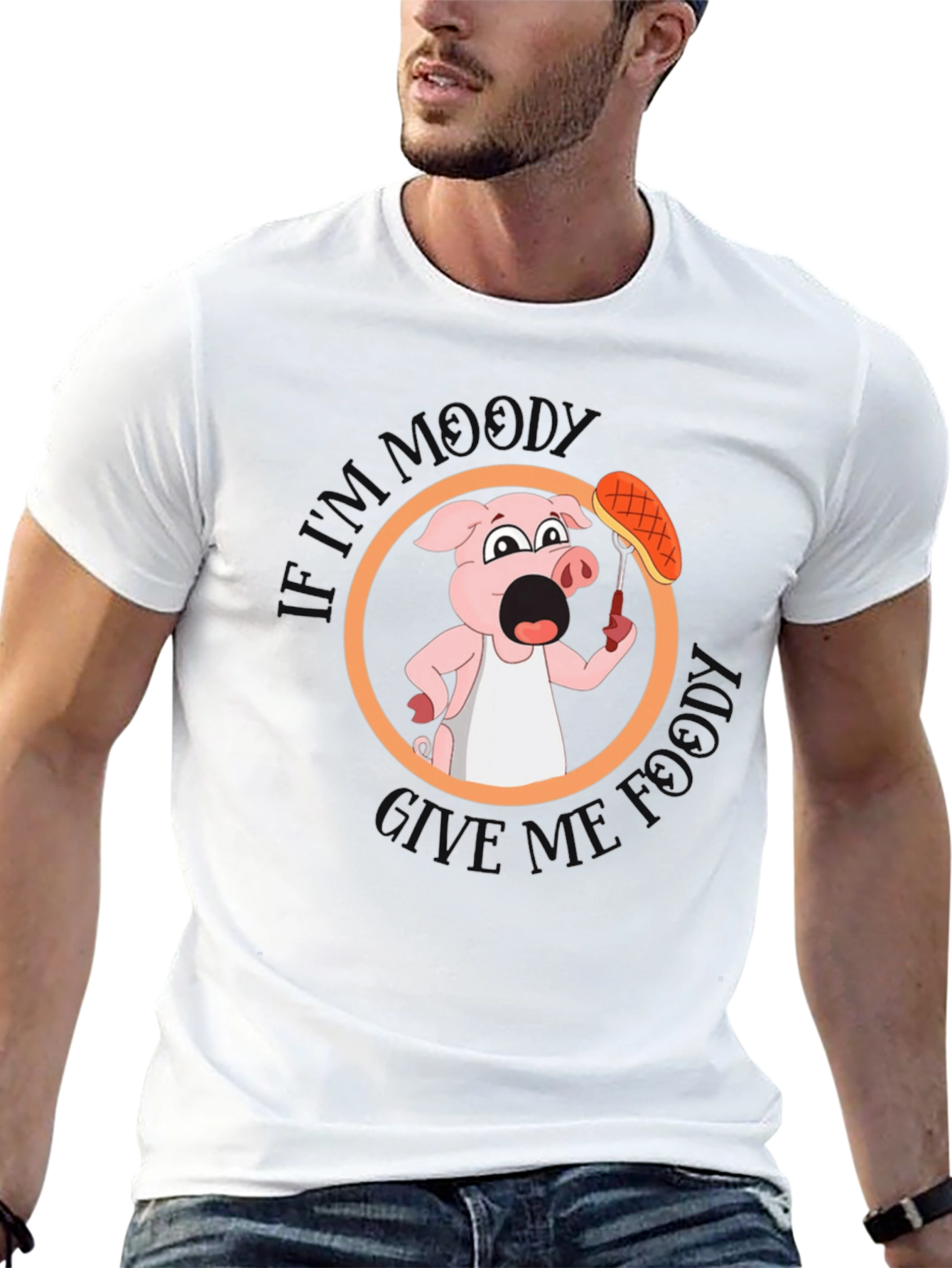 Moody Foodie Pig T-Shirt - Funny Food Lover Tee