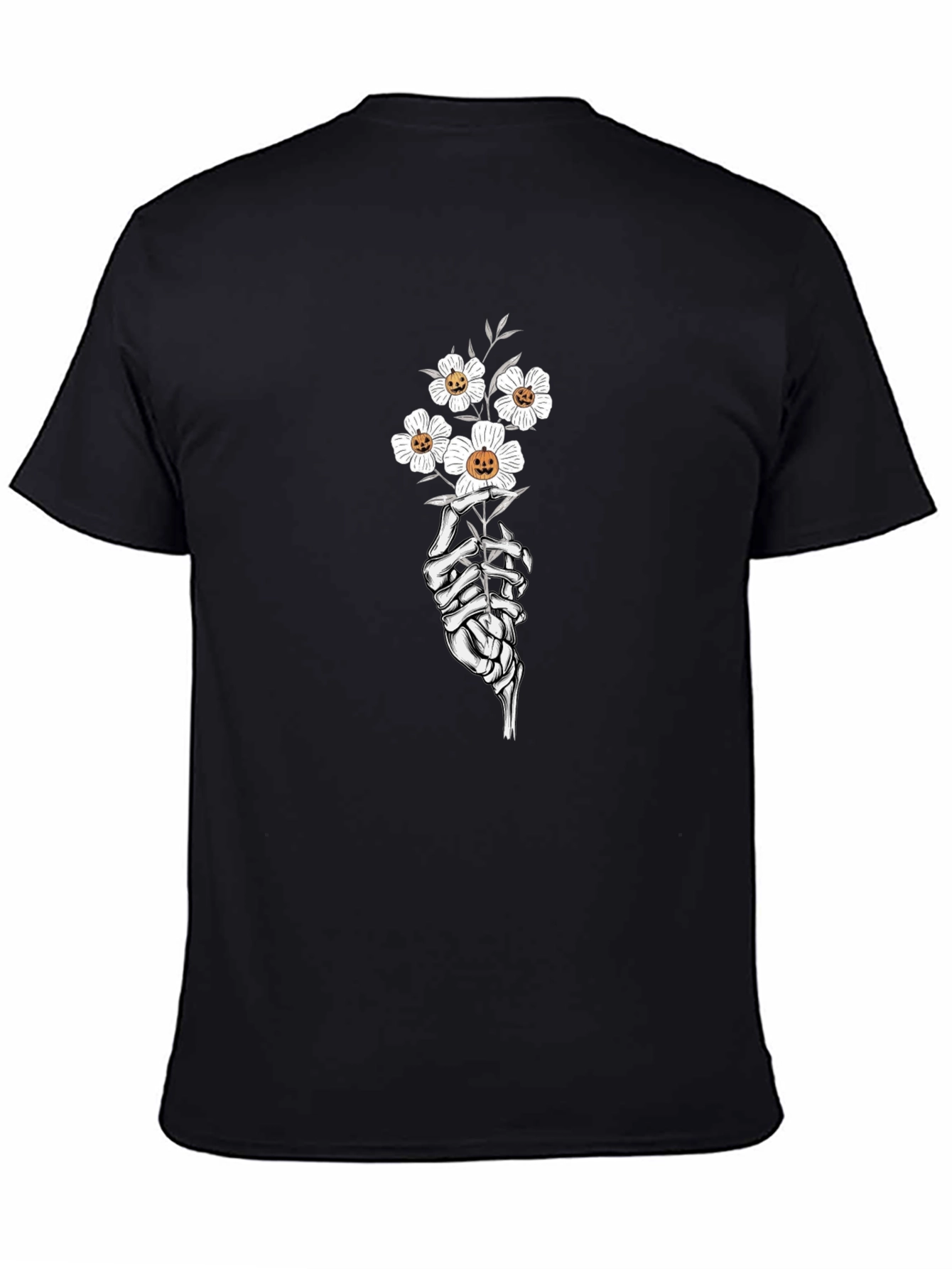 Floral Skeleton Hand Black Graphic Tee