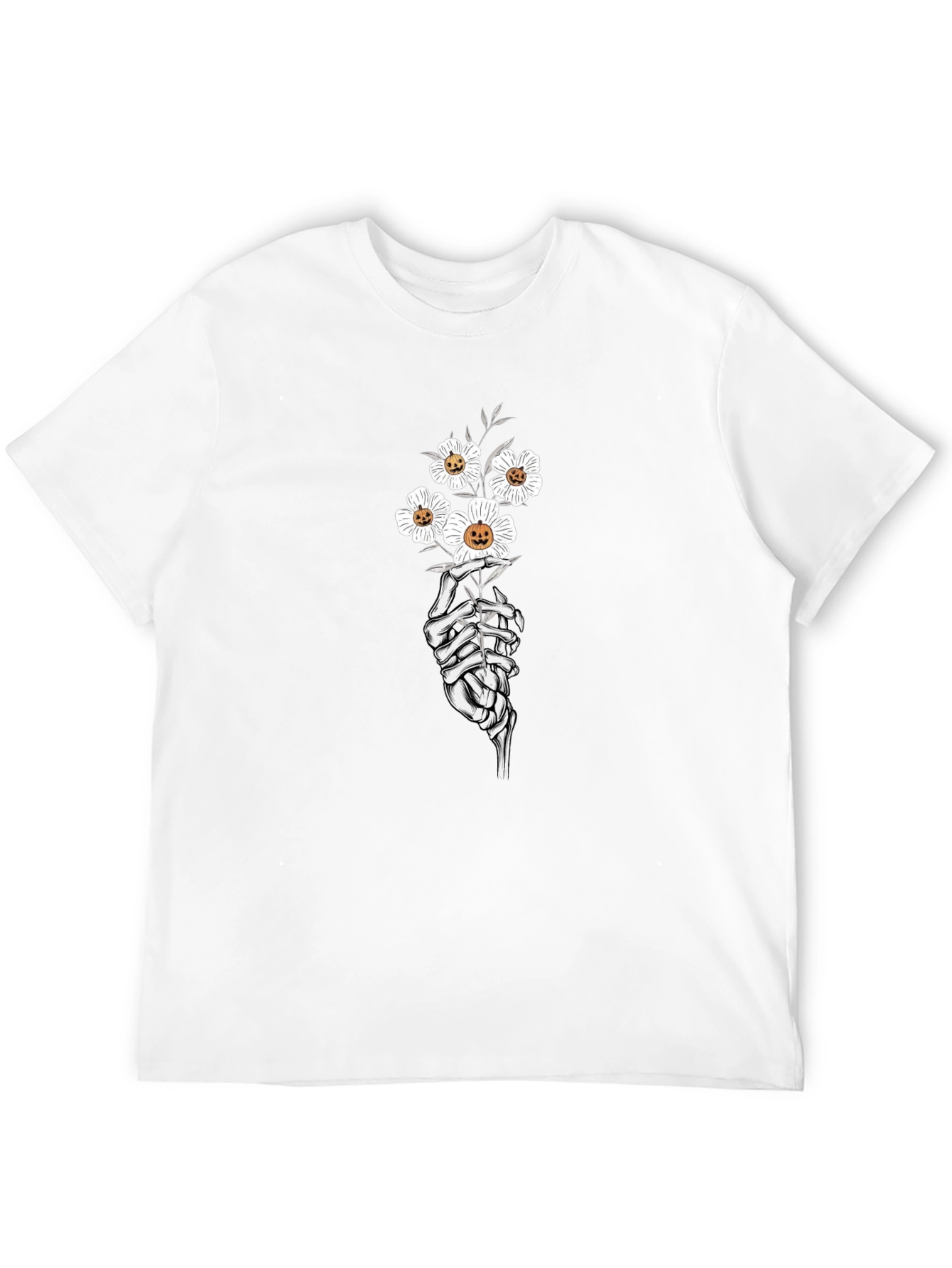 Floral Skeleton Hand Black Graphic Tee