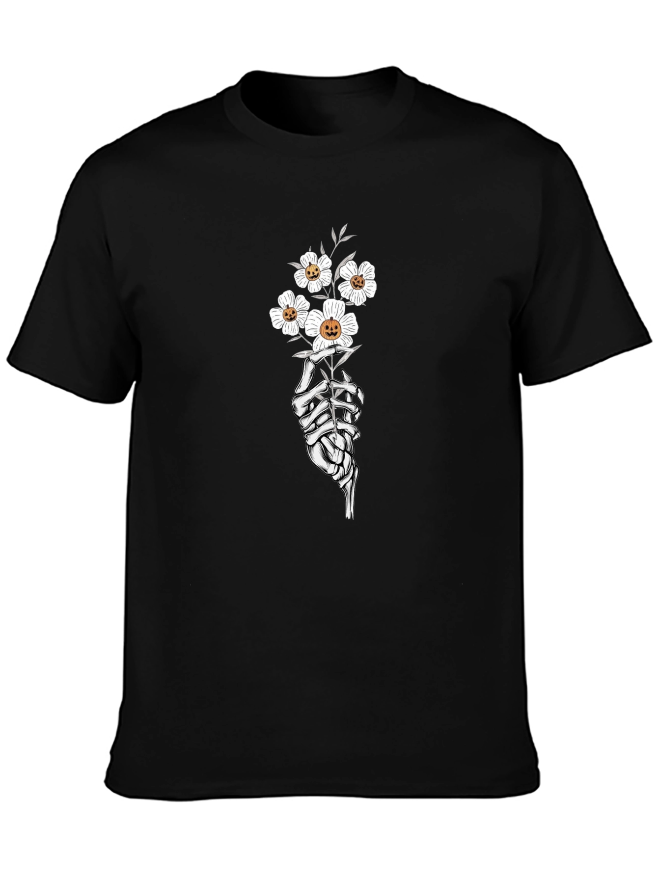 Floral Skeleton Hand Black Graphic Tee