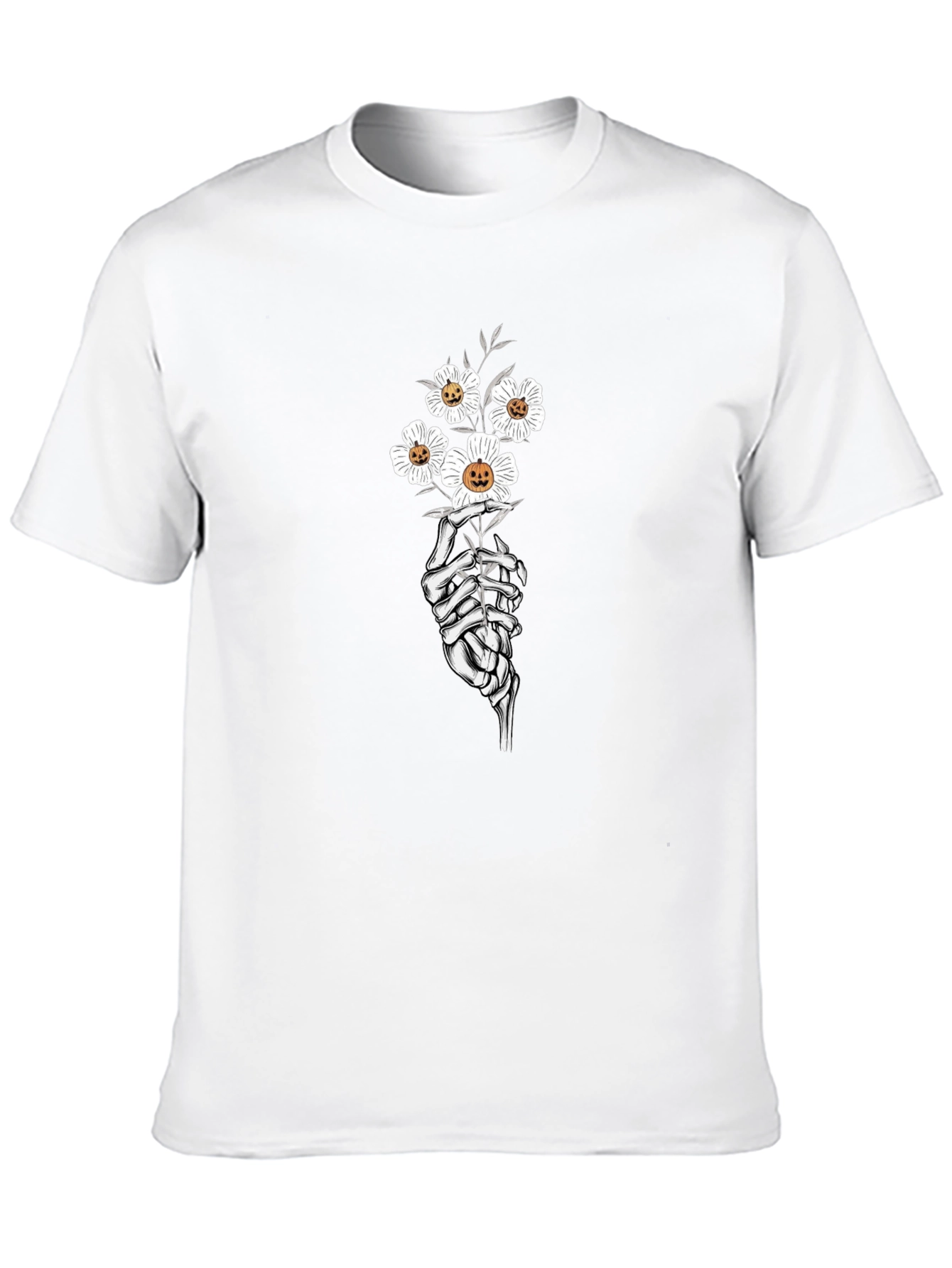 Floral Skeleton Hand Black Graphic Tee