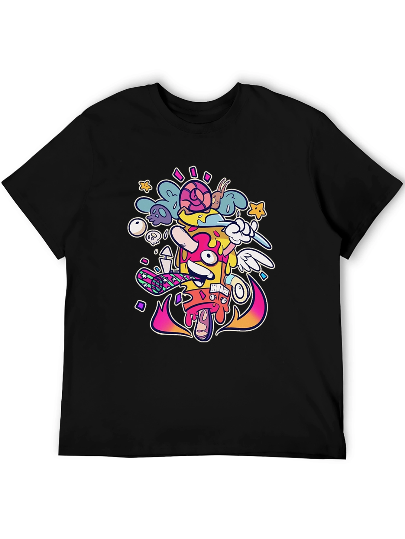 Funky Graphic Print Black T-Shirt