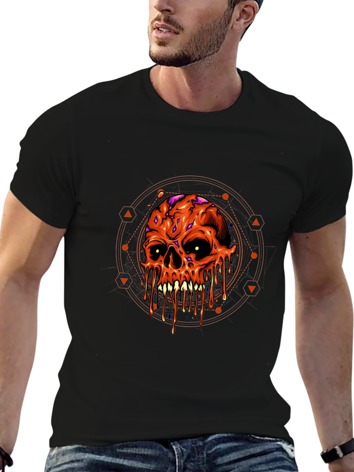 Melting Skull Graphic Tee - Halloween Ready