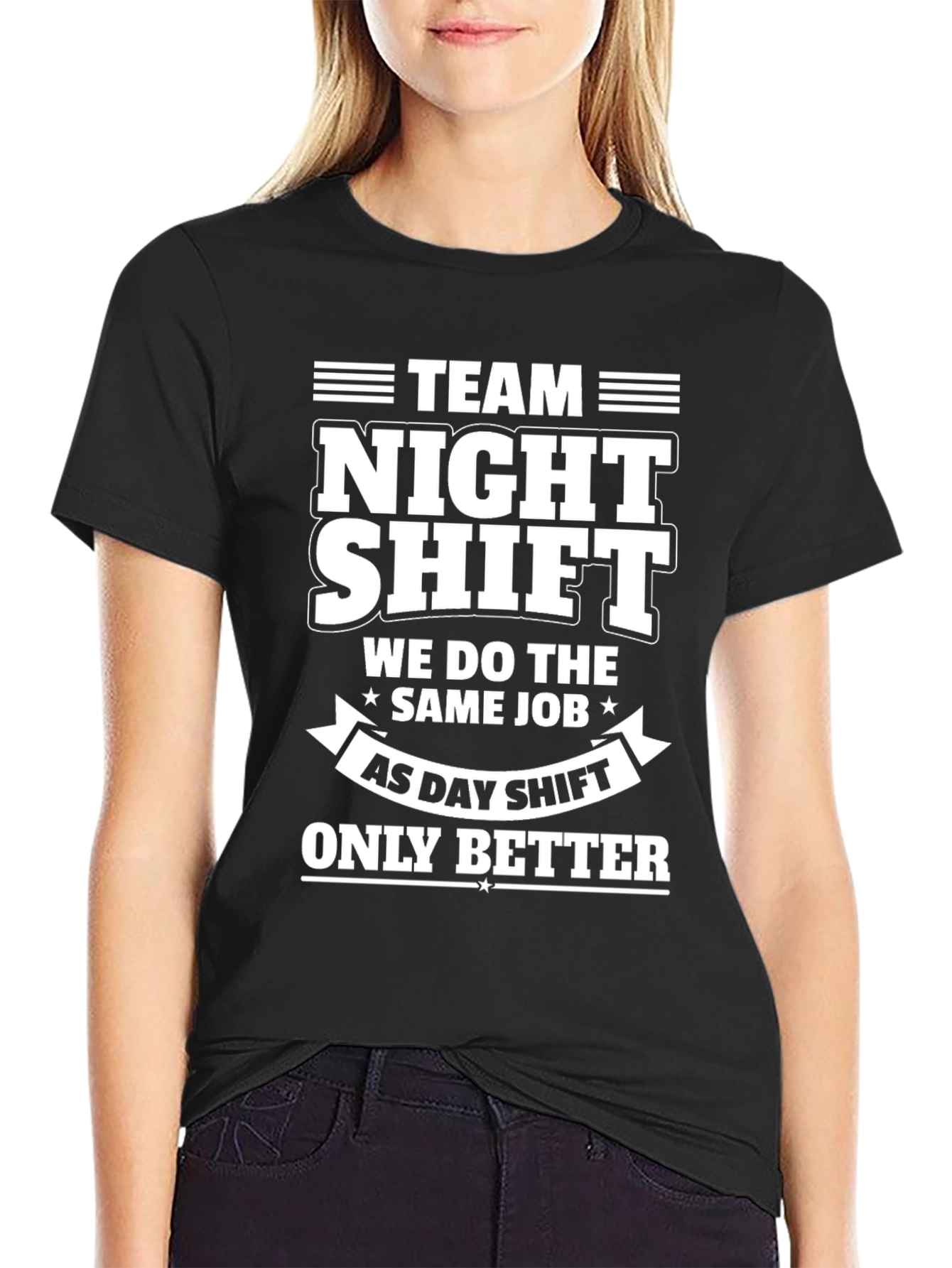 Team Night Shift T-Shirt - Black Cotton Tee