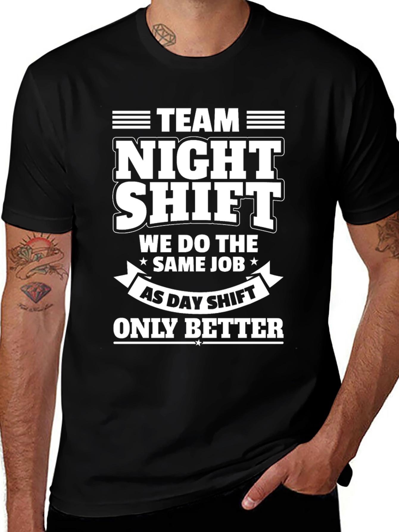 Team Night Shift T-Shirt - Black Cotton Tee
