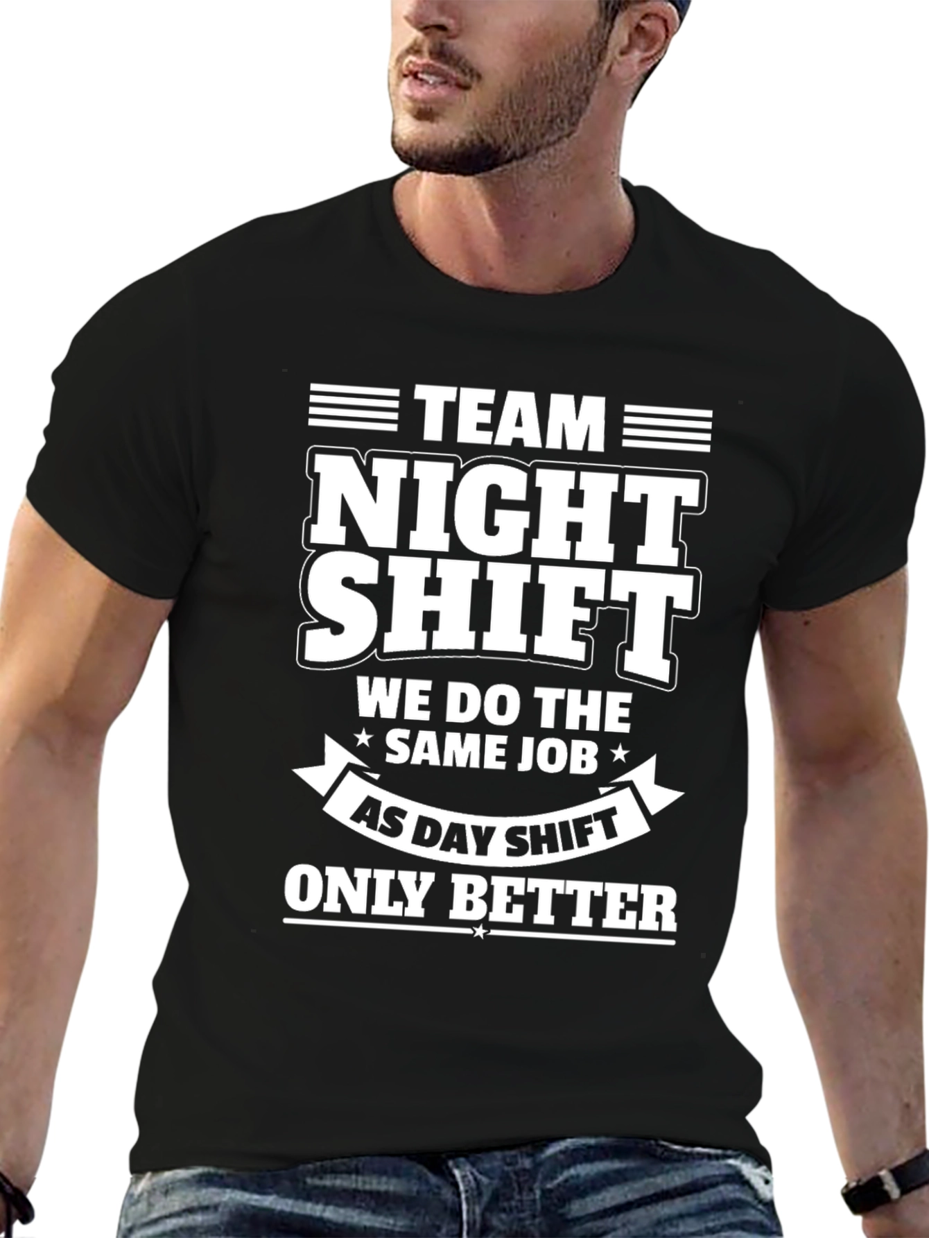 Team Night Shift T-Shirt - Black Cotton Tee