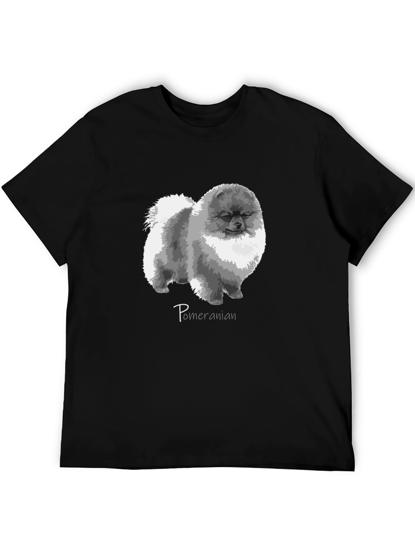 Pomeranian Dog Graphic Print Black T-Shirt
