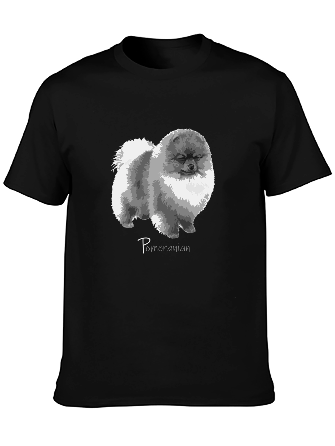 Pomeranian Dog Graphic Print Black T-Shirt