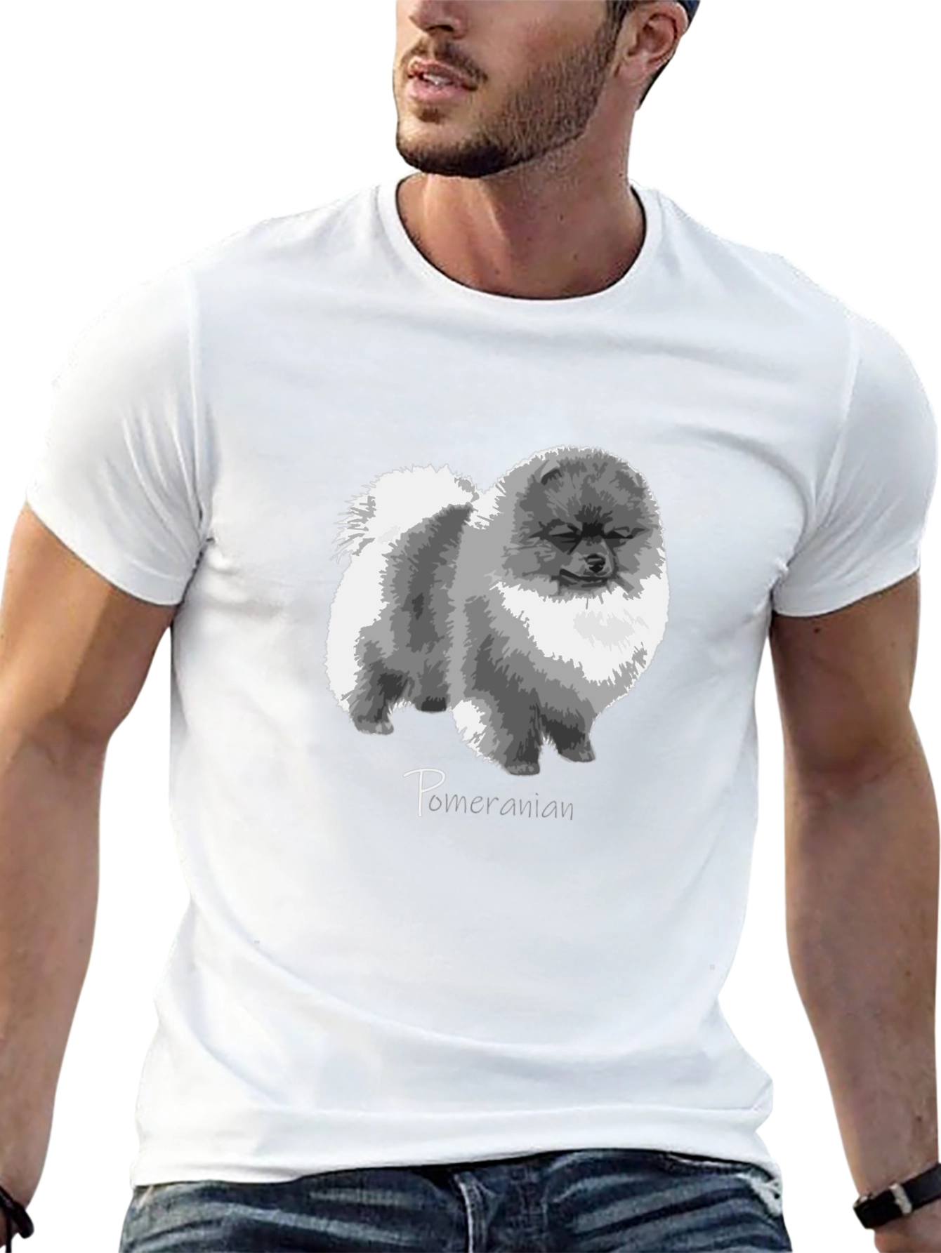Pomeranian Dog Graphic Print Black T-Shirt